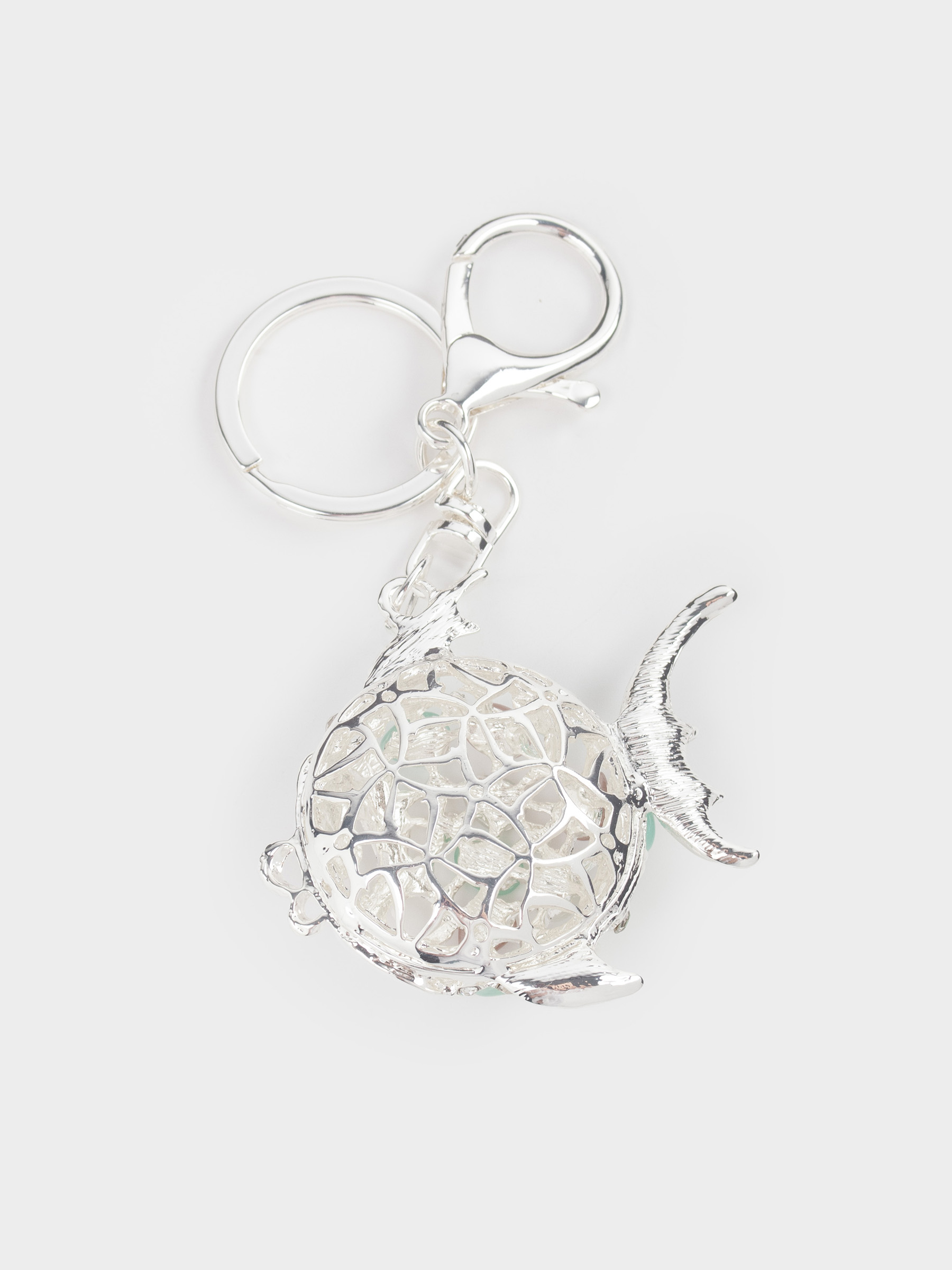 Keychain, 12 cm, metal / rhinestones, gold, Fish ball, Keychain crystal, image-3