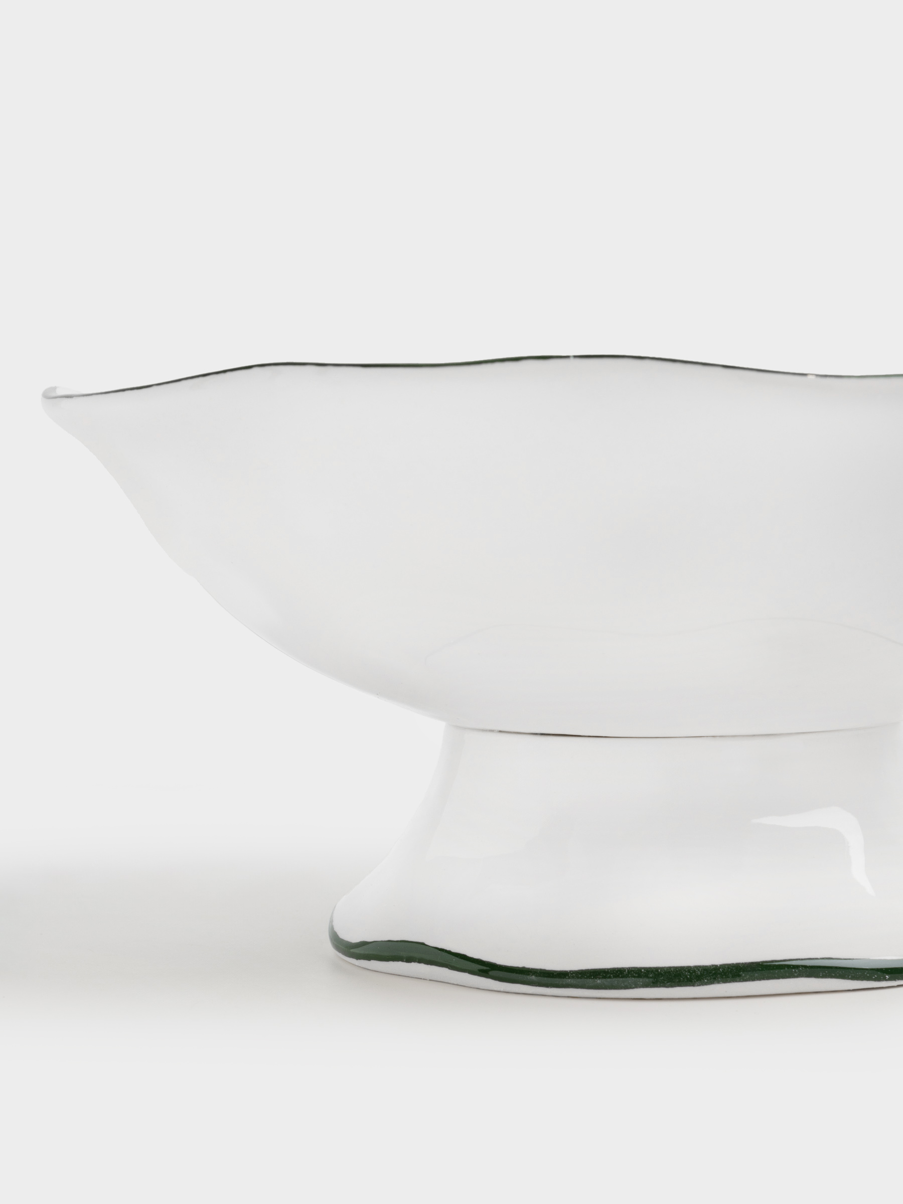 Fruit bowl, 27x12 cm, on a leg, ceramic, Horse, Christmas green, image-3