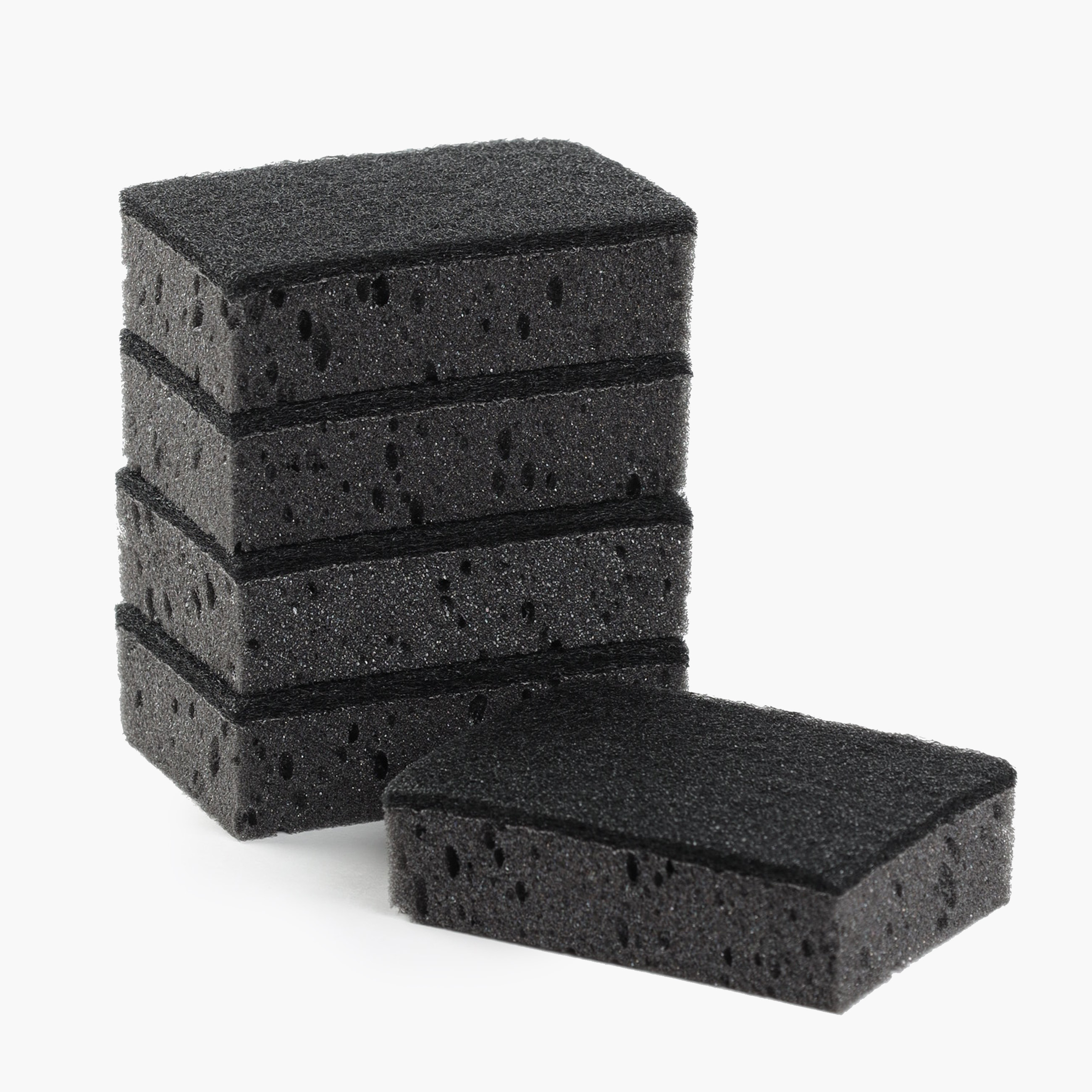 Dishwashing sponge, 10x7 cm, 5 pcs, foam/abrasive, rectangular, black, Black clean, image-0