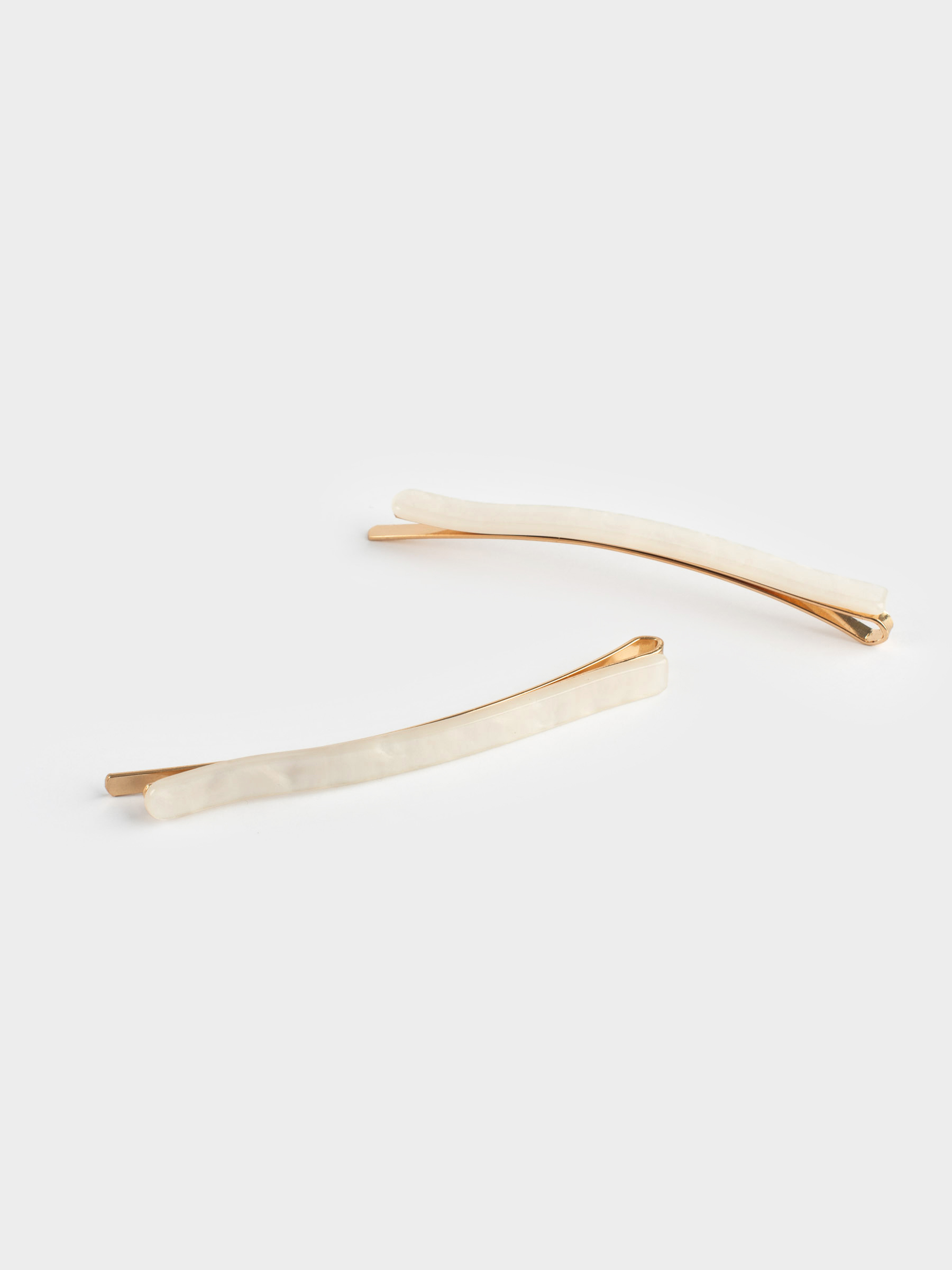 Hair clip, 8 cm, 2 pcs, Acrylic / metal, mother of pearl, Glam, Glam, image-5