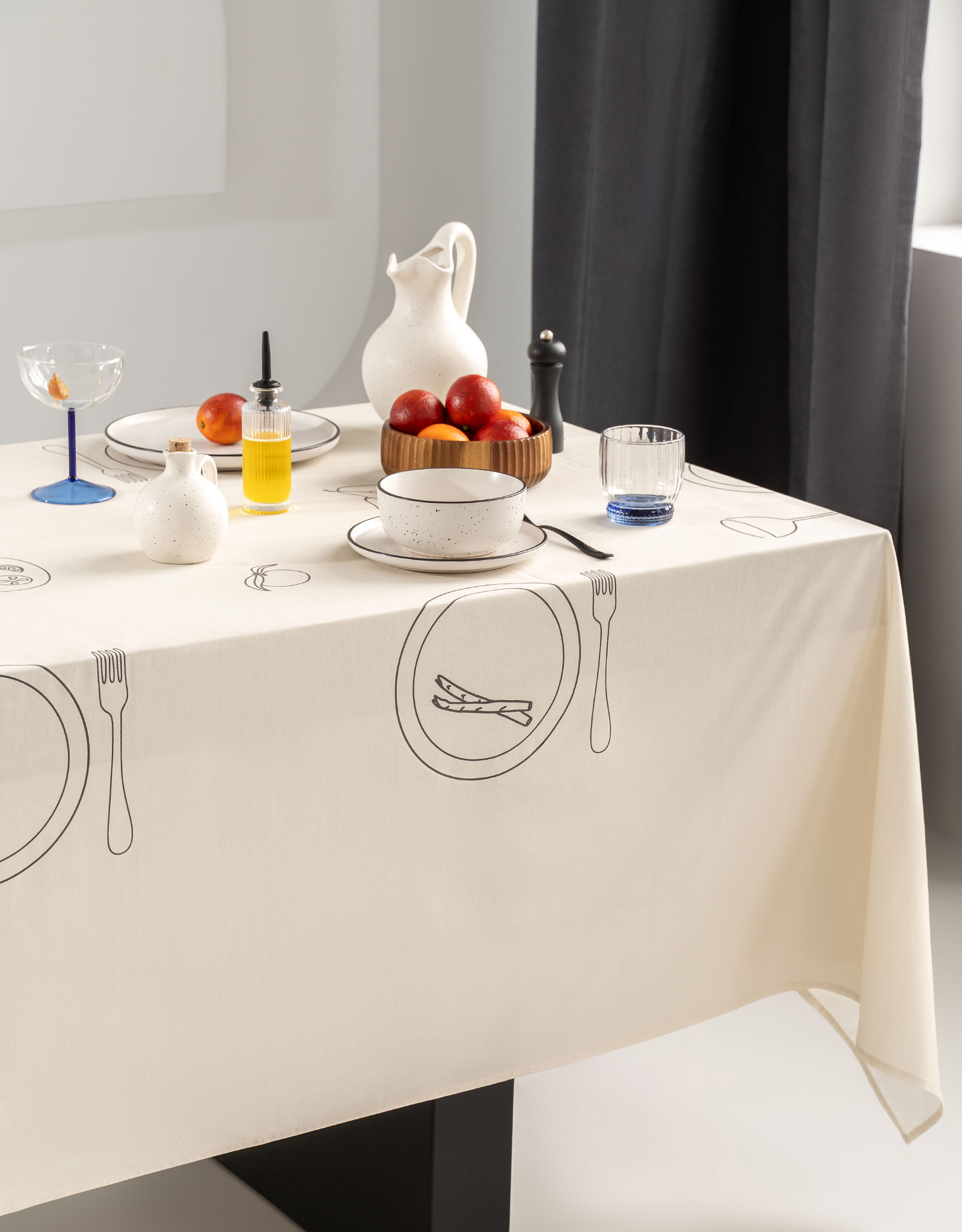 Tablecloth, 170x250 cm, cotton, beige, Table setting, Kitchen art, image-10