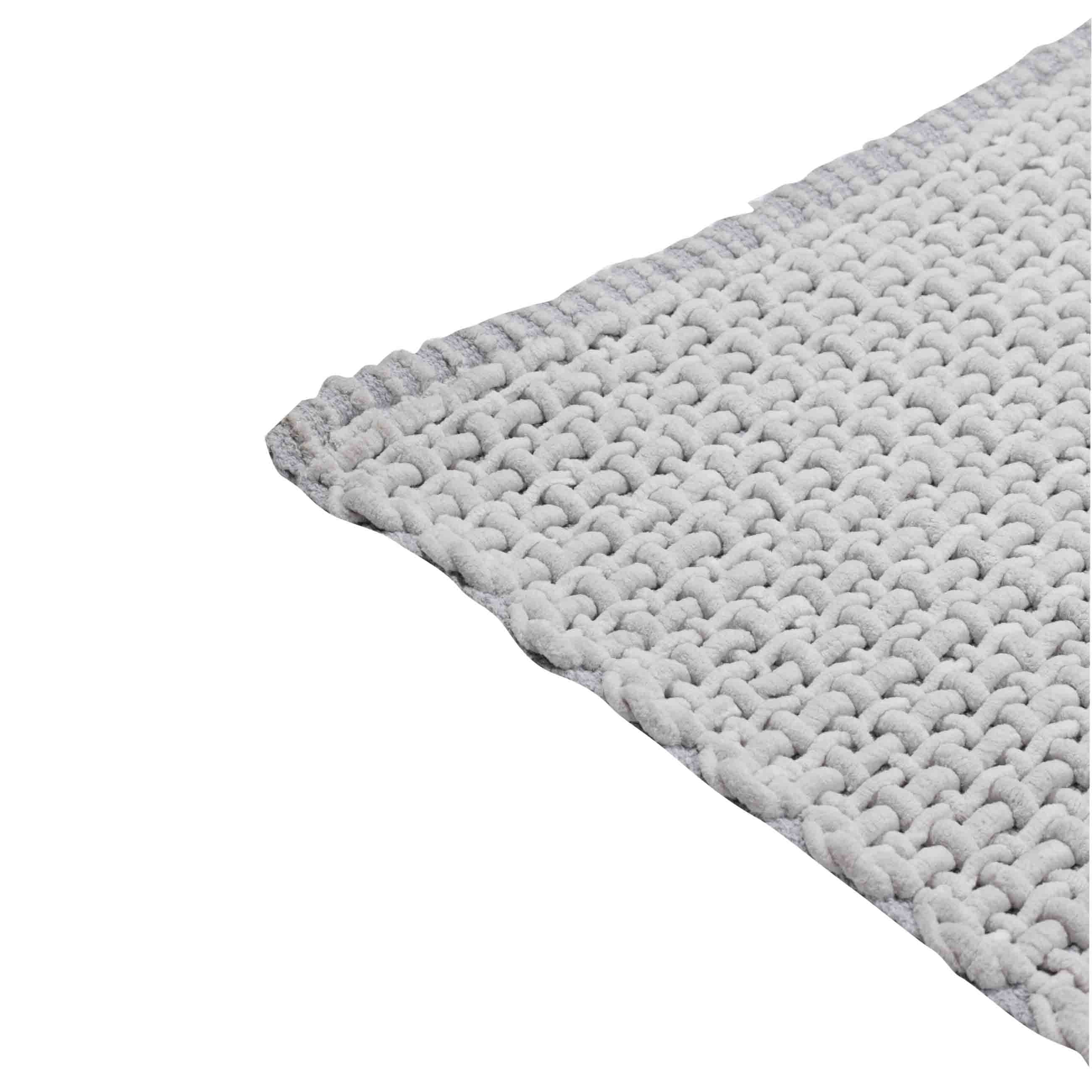 Mat, 60x110 cm, anti-slip, polyester/cotton, light grey, Grid, Cozy, image-2
