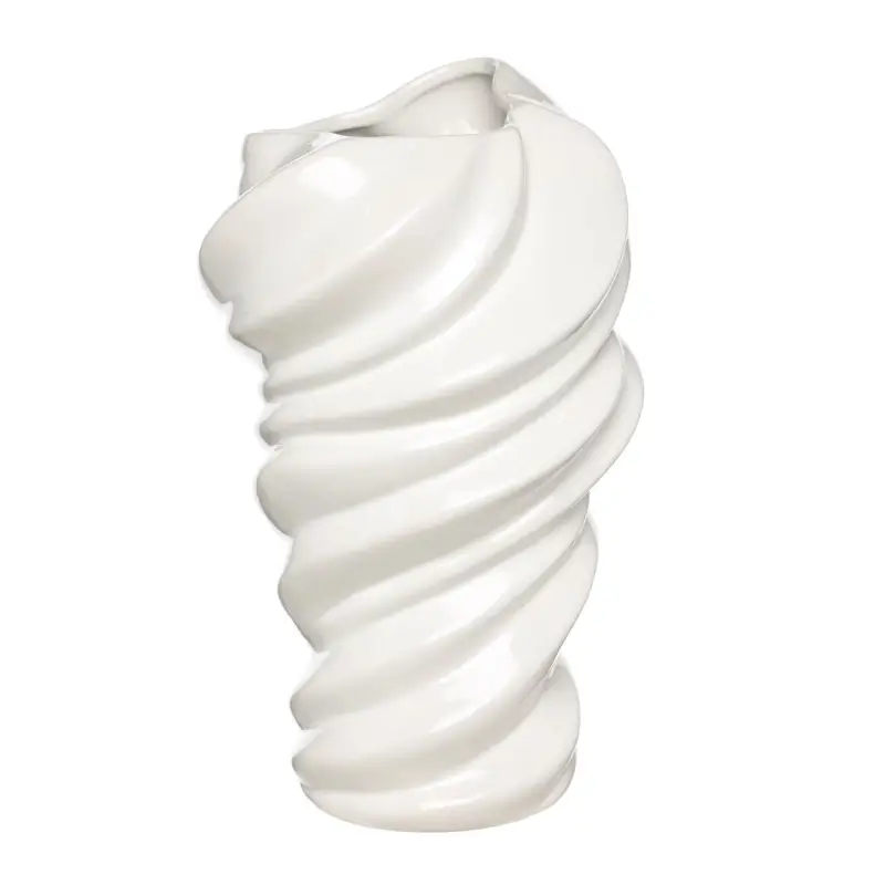 Flower vase, 30 cm, ceramic, white, Waves, Fluid ,image-0