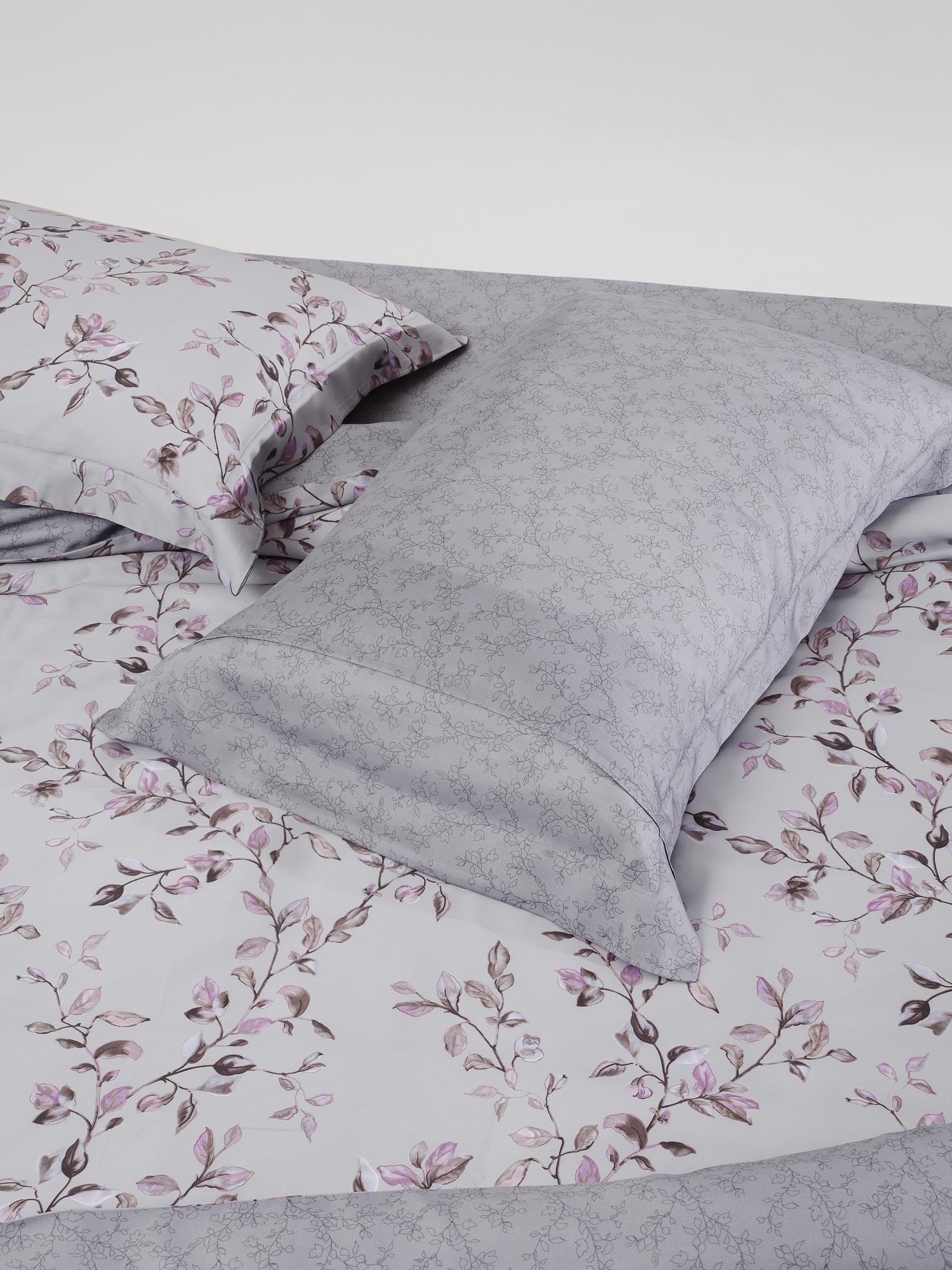 Bed linen set, Euro, Tencel 300 TC, grey, Branches, Tencel, image-3