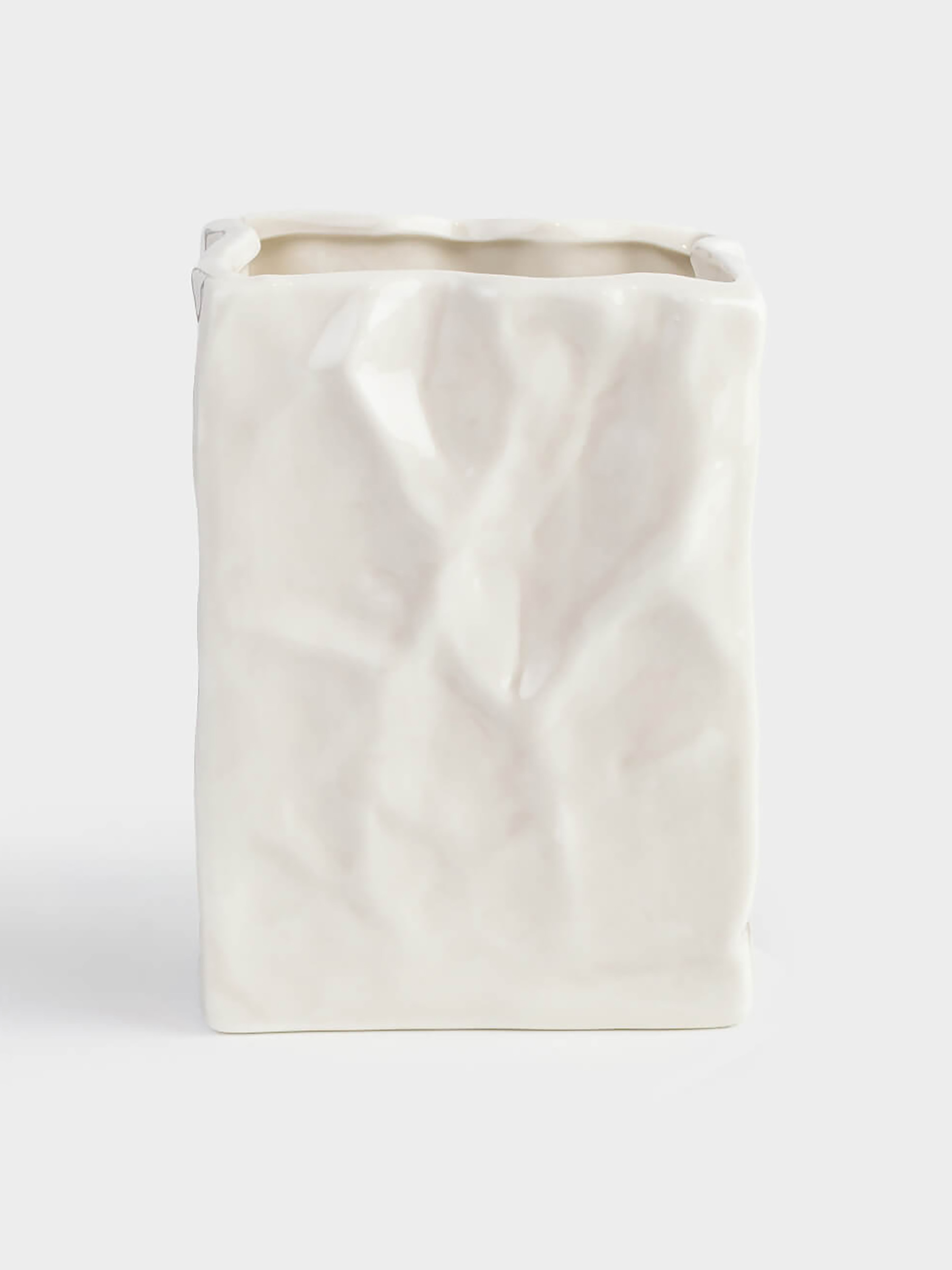 Toothbrush holder, 12 cm, porcelain P, grey-beige, Crumpled effect, Crumple bath, image-1