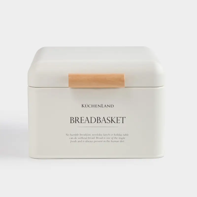Bread box, 20x20x14 cm, metal / wood, square, dairy, Breadbasket, Course ,image-0