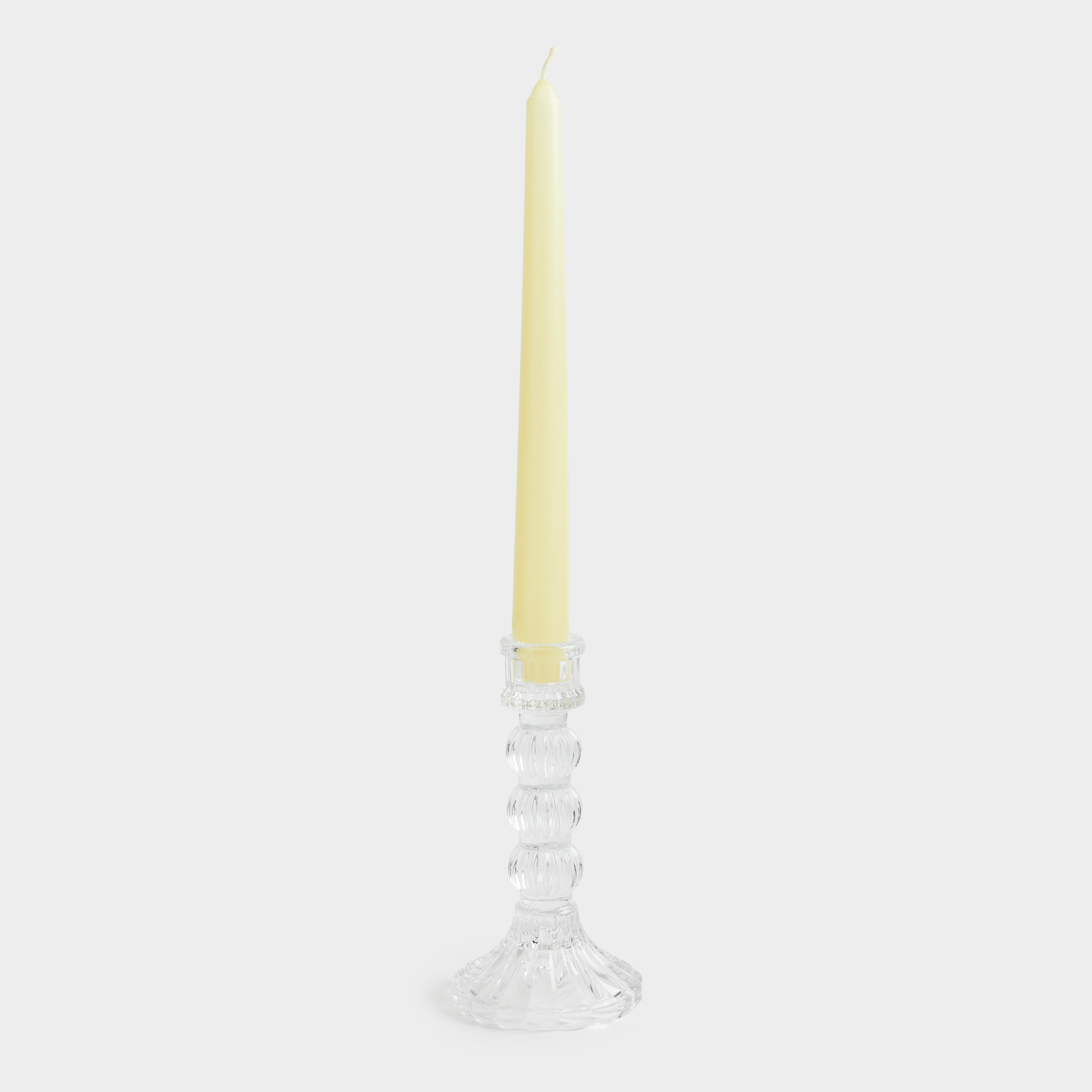 Candle holder, 16 cm, for cylindrical / thin candles, on a leg, collapsible, glass R, Ribby