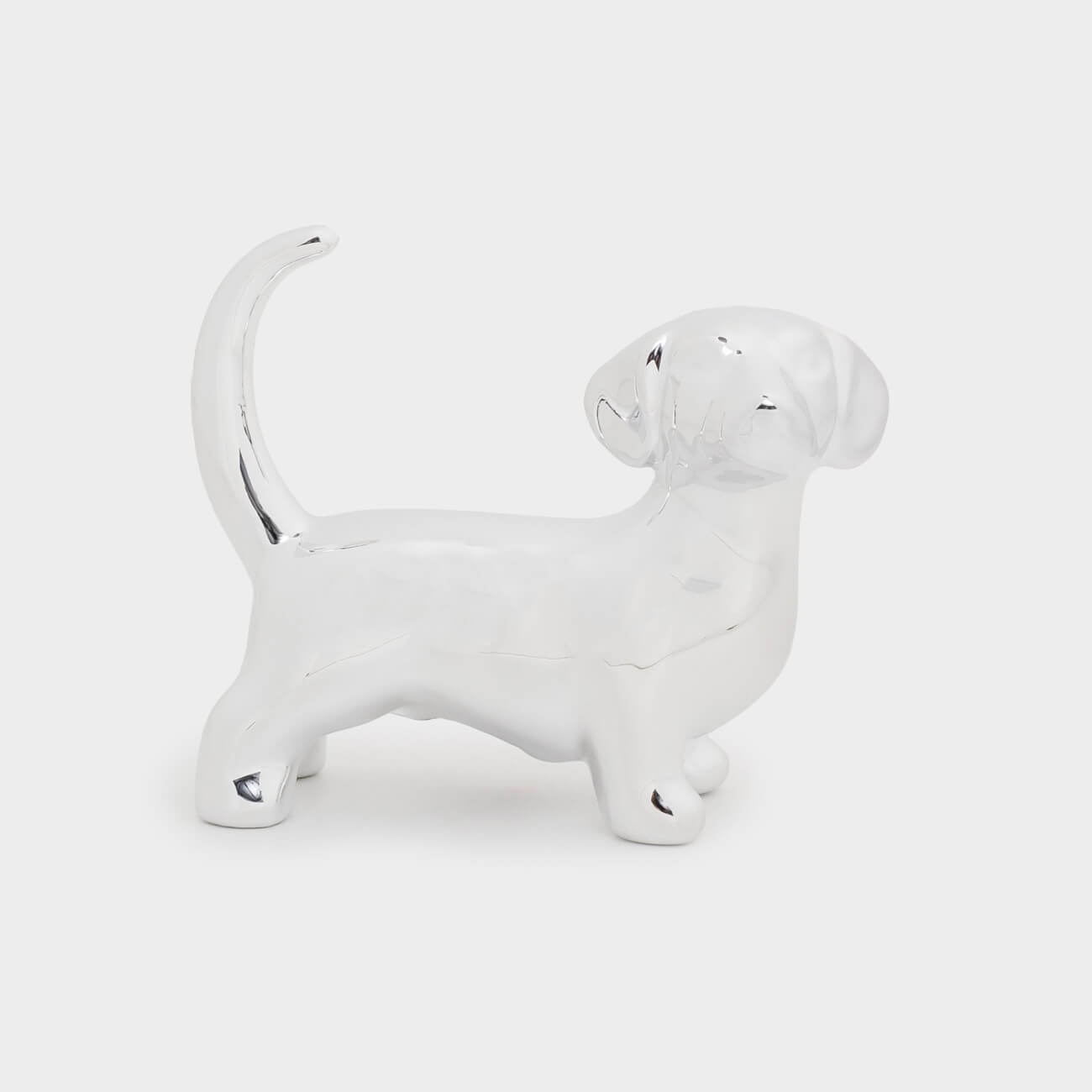 Jewelry holder, 8 cm, porcelain p, silver, dog, dog, image-0