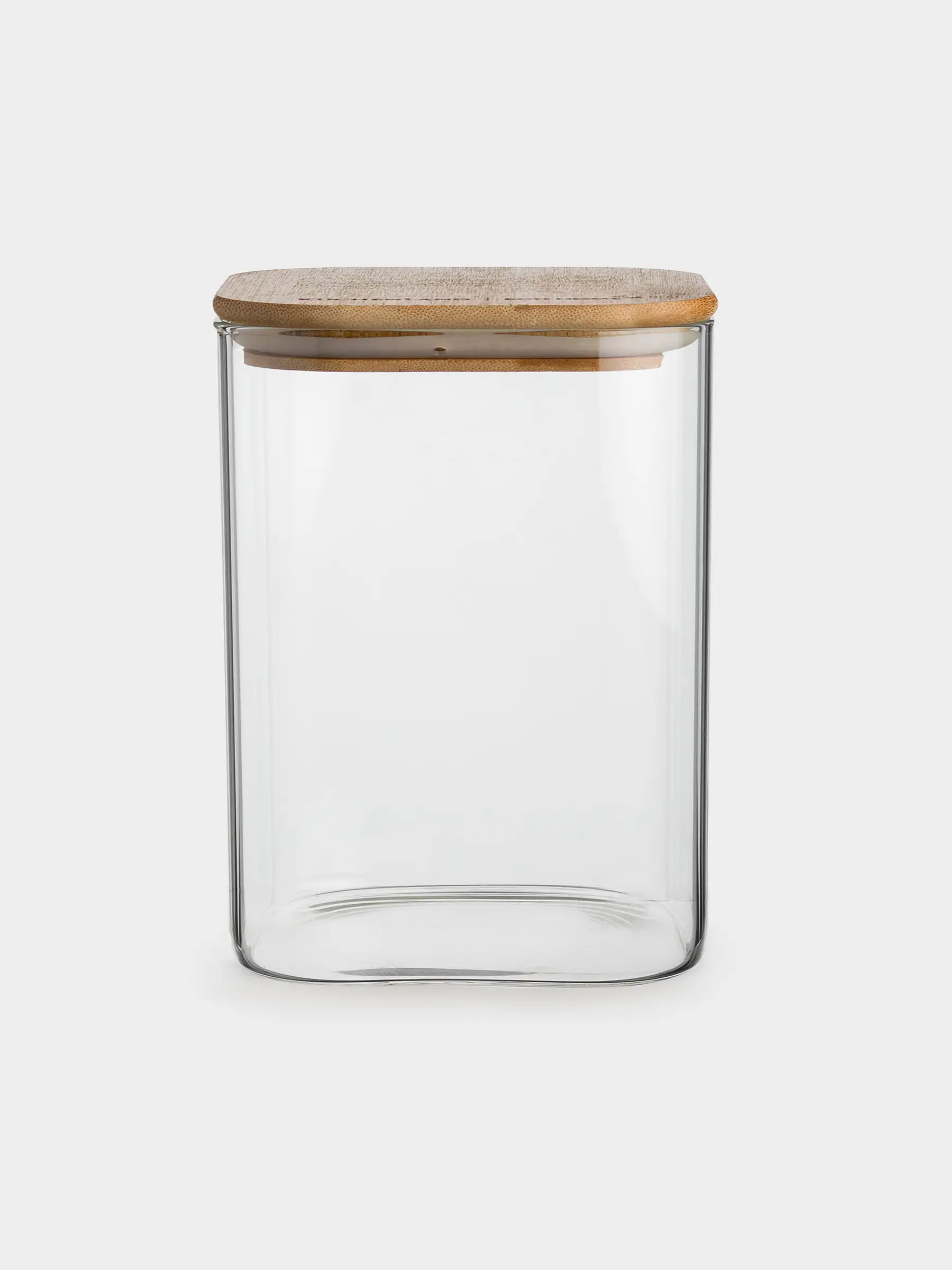 Bulk products jar, 850 ml, glass / bamboo, square, Home made