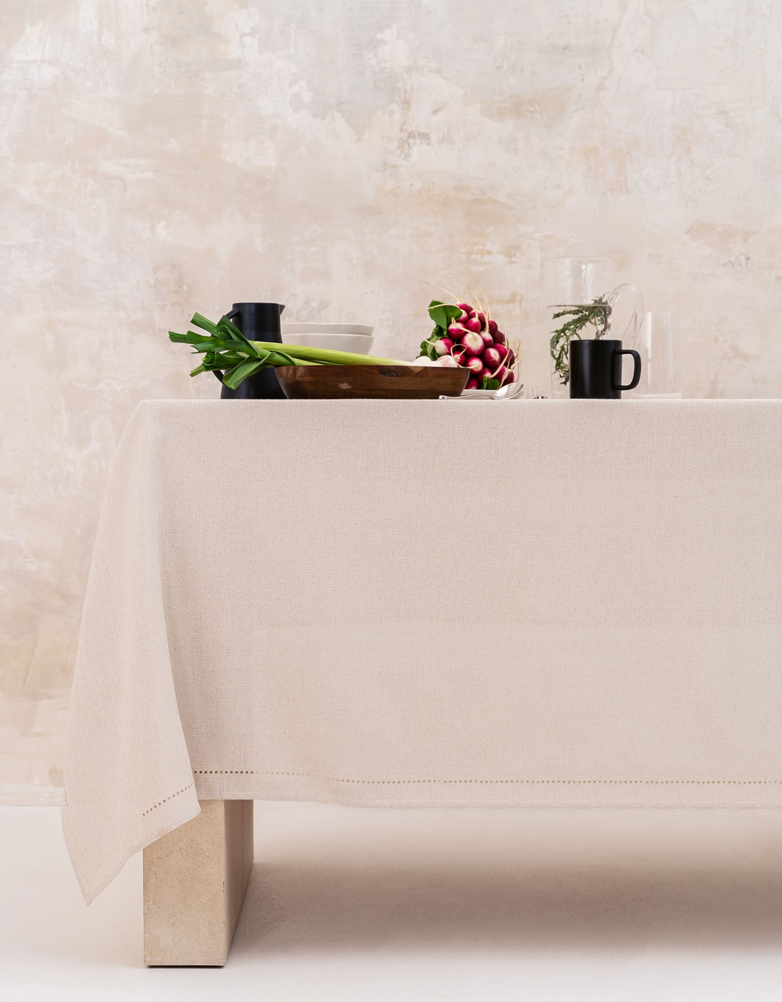 Tablecloth, 160x160 cm, polyester, silver-cream, Hemstitch