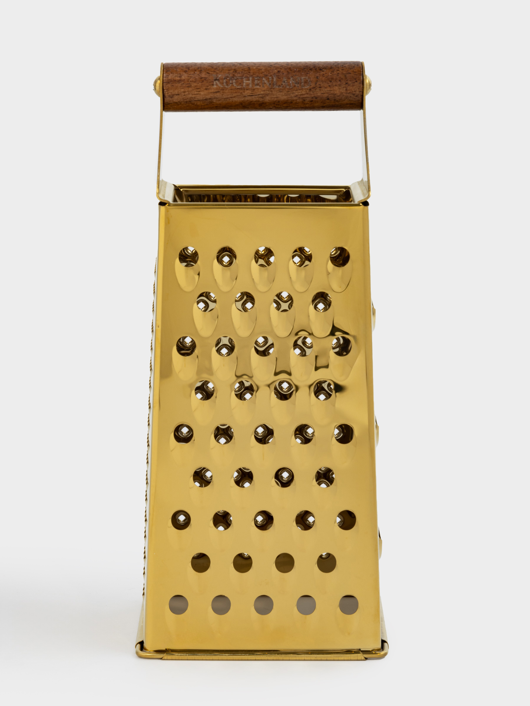 Grater, 24 cm, four-sided, steel / wood, golden, Classic gold, image-0