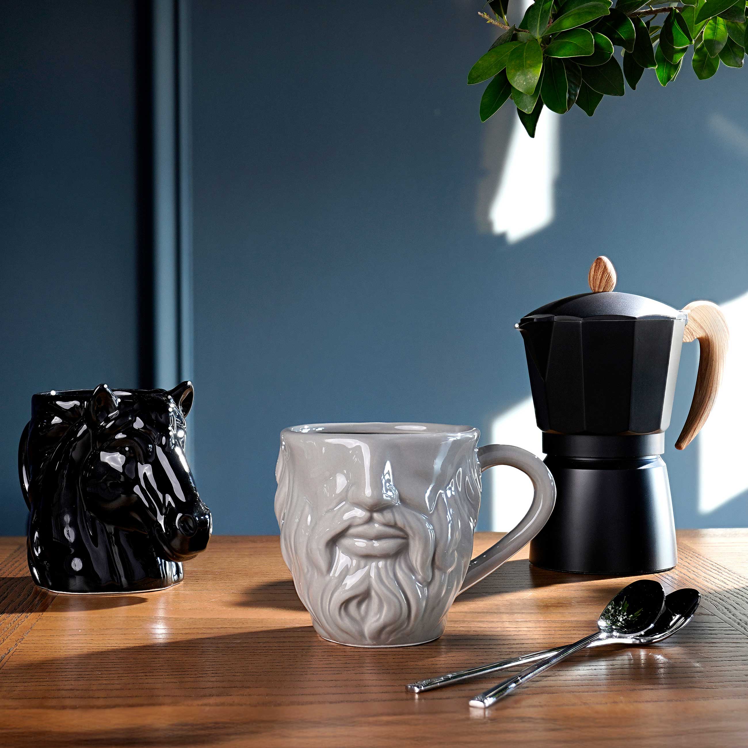 Mug, 500 ml, ceramic, black, Horse head, Horse, image-6