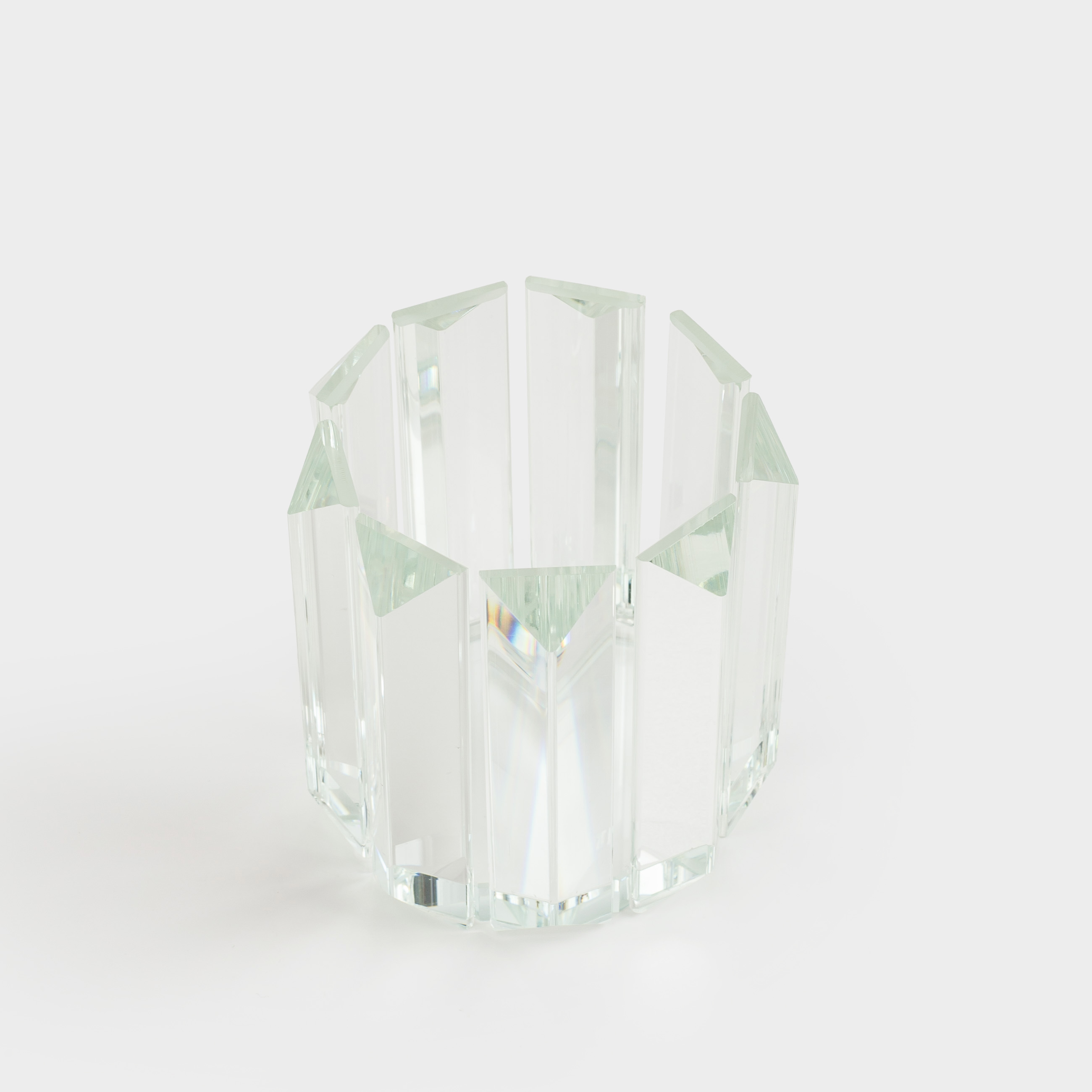 Candlestick, 8 cm, for tea candle, glass, Facets, Lux crystal