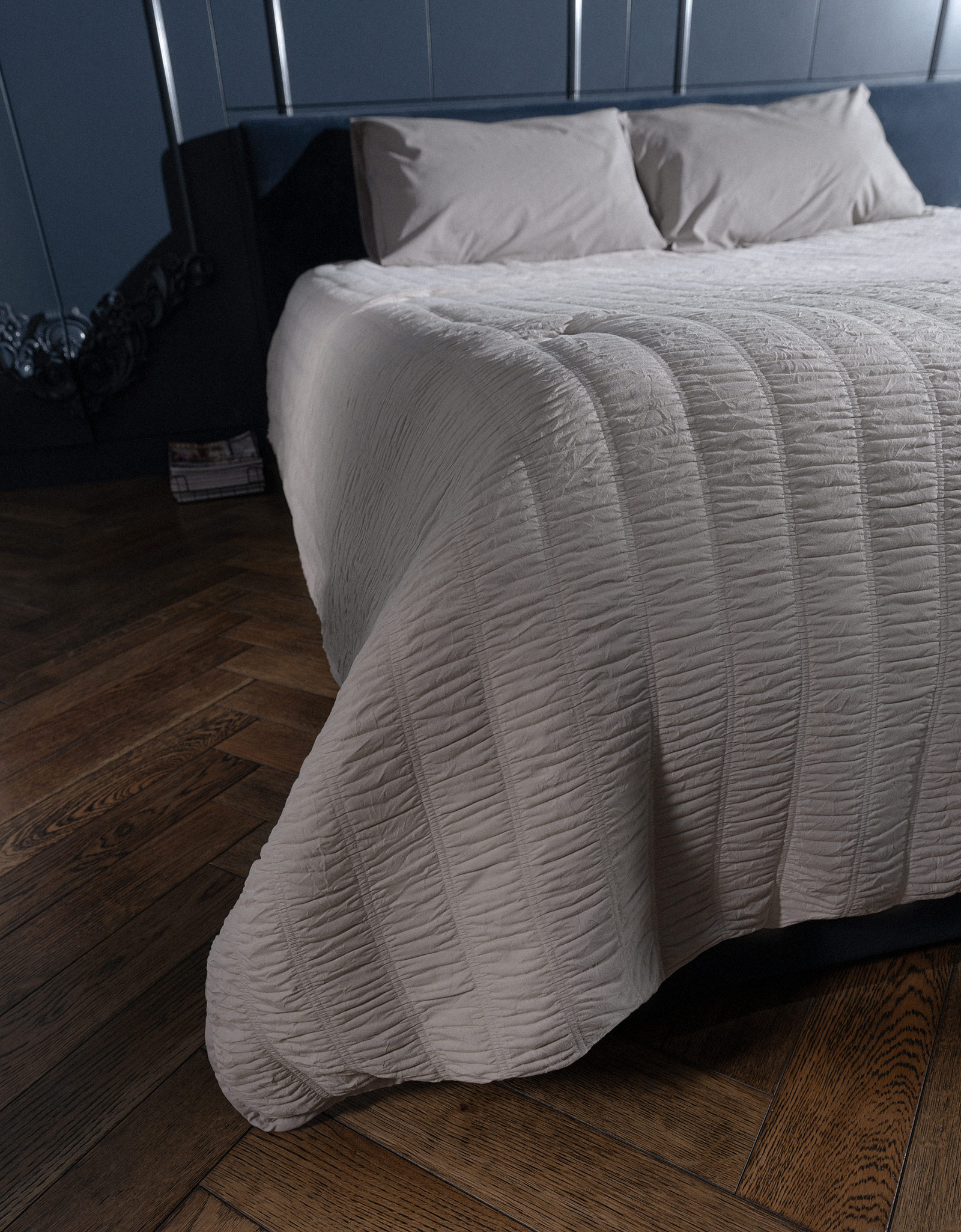 Bedspread, 220x240 cm, quilted, polyester / microfiber, beige-gray, Stripes, Stitch, image-5