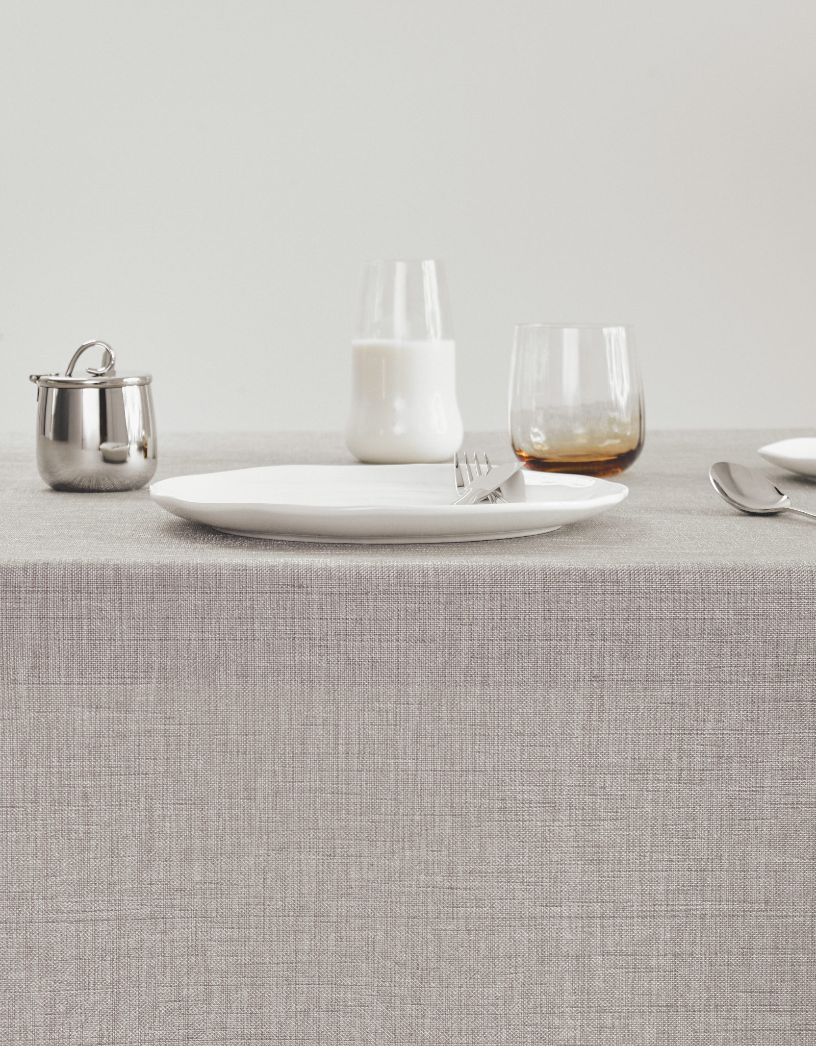 Tablecloth, 160x160 cm, fringed, polyester, grey melange, Beverin, image-5