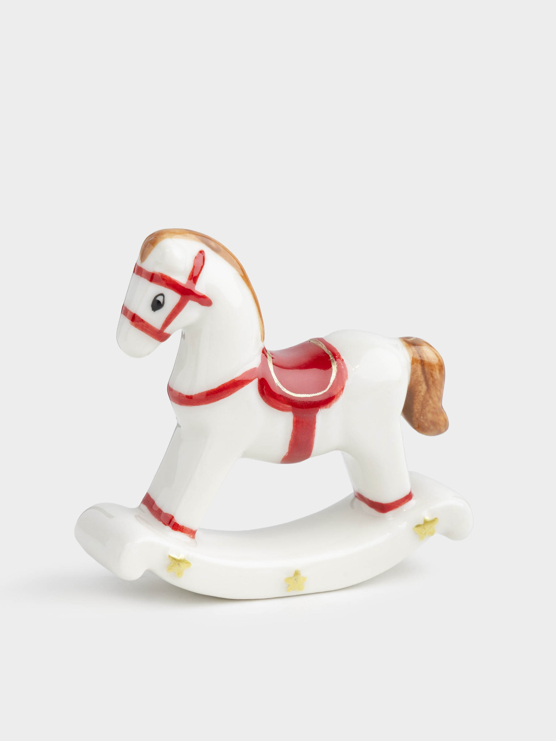 Statuette, 7 cm, porcelain P, white, rocking horse, Antique horse, image-2