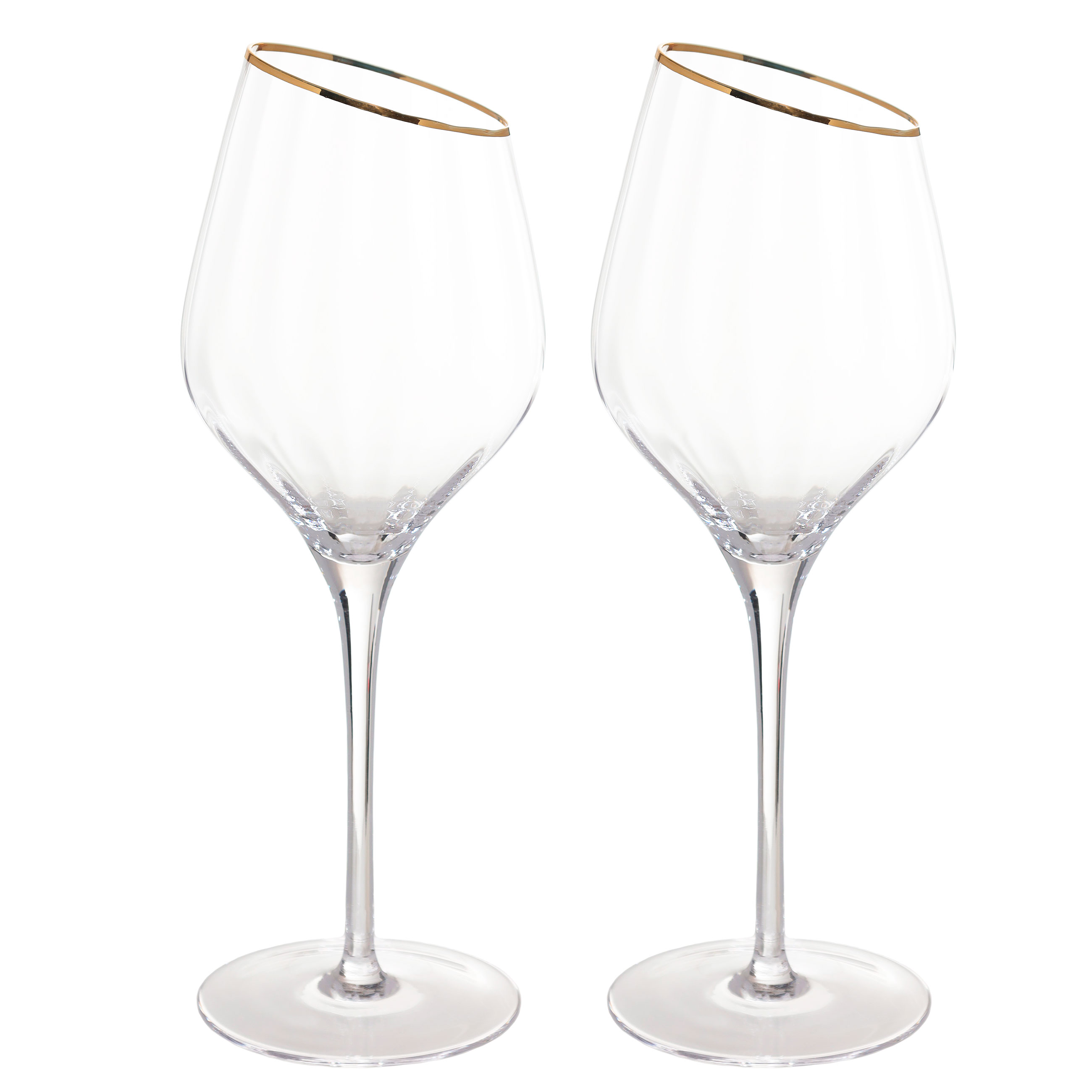 Drinking glass, 460 ml, 2 pcs, glass, with golden edging, Charm R gold, image-0