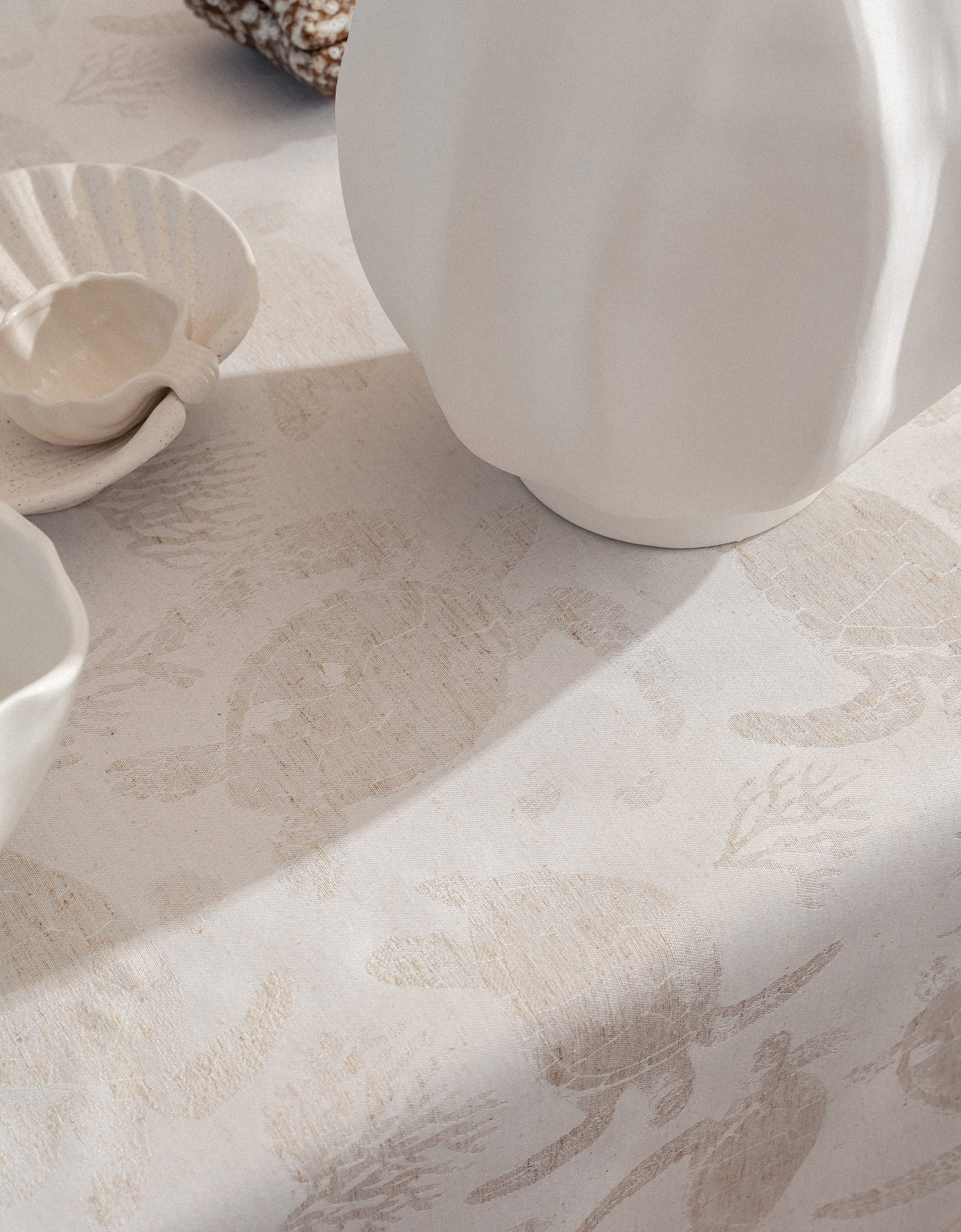 Tablecloth, 160x160 cm, jacquard, polyester / linen, beige, Turtles, Marine turtles, image-7