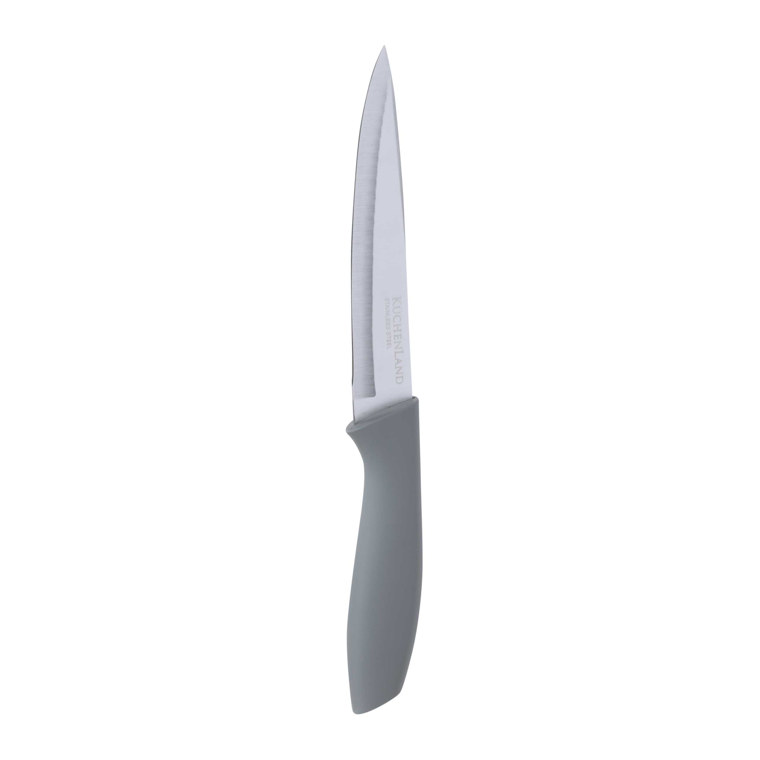 Knife set, 5 pr, in stand, steel / plastic, grey, Grey steel