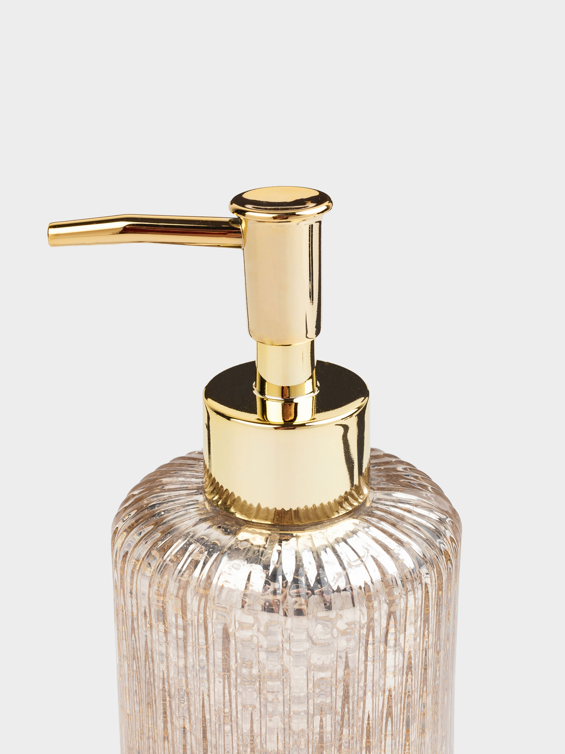 Liquid soap dispenser, 240 ml, glass / plastic, golden, Diana