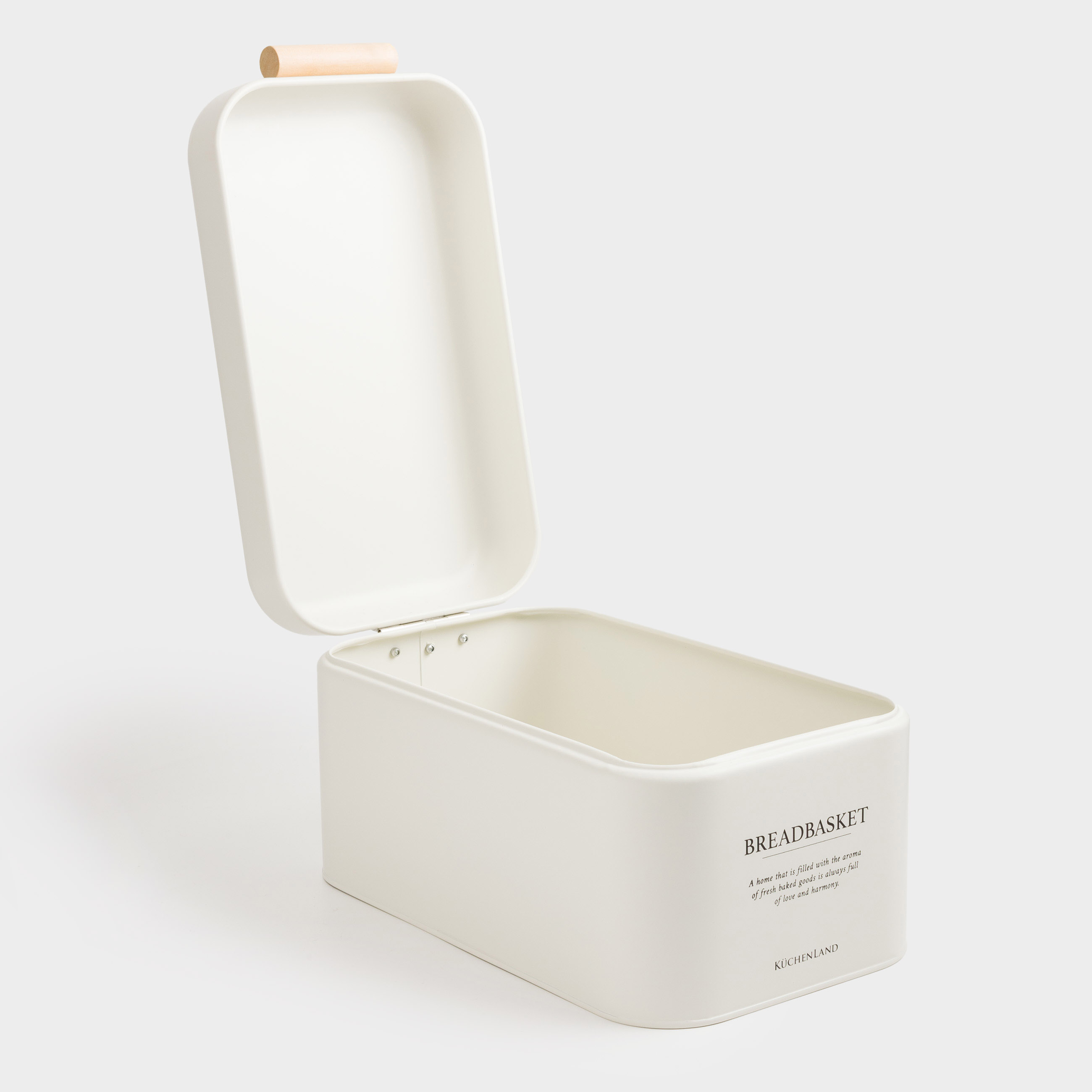 Bread box, 32x18x16 cm, metal / wood, rectangular, milky, Course