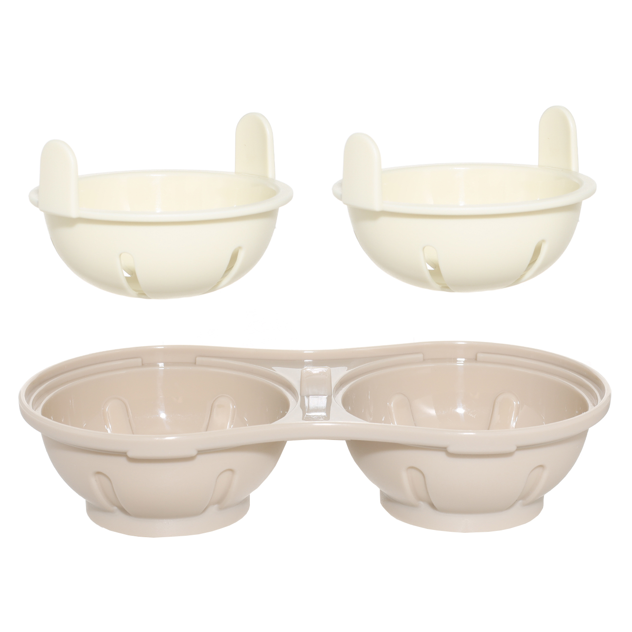 Microwave poached egg mold, 22x12 cm, 2 separate, plastic, beige, Soft kitchen, image-2