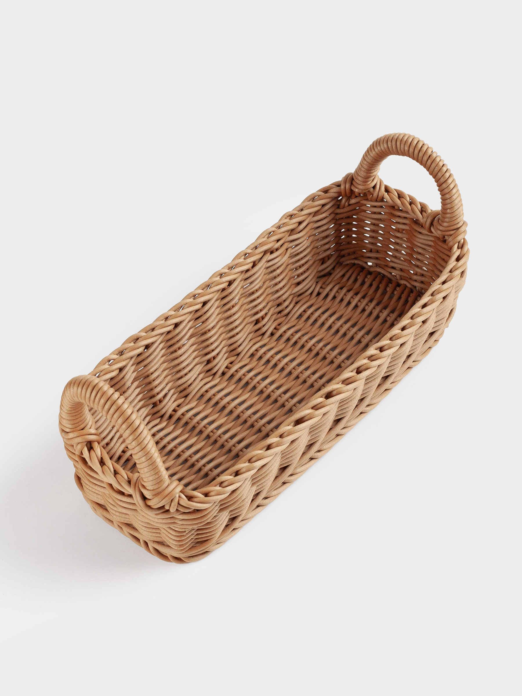 Grocery basket, 28x11 cm, with handles, rattan, rectangular, Brown, Twig, image-2