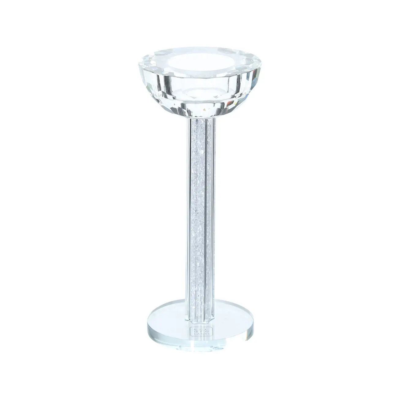 Candle holder, 18 cm, on a leg, glass / rhinestones, Crystal, Crystal