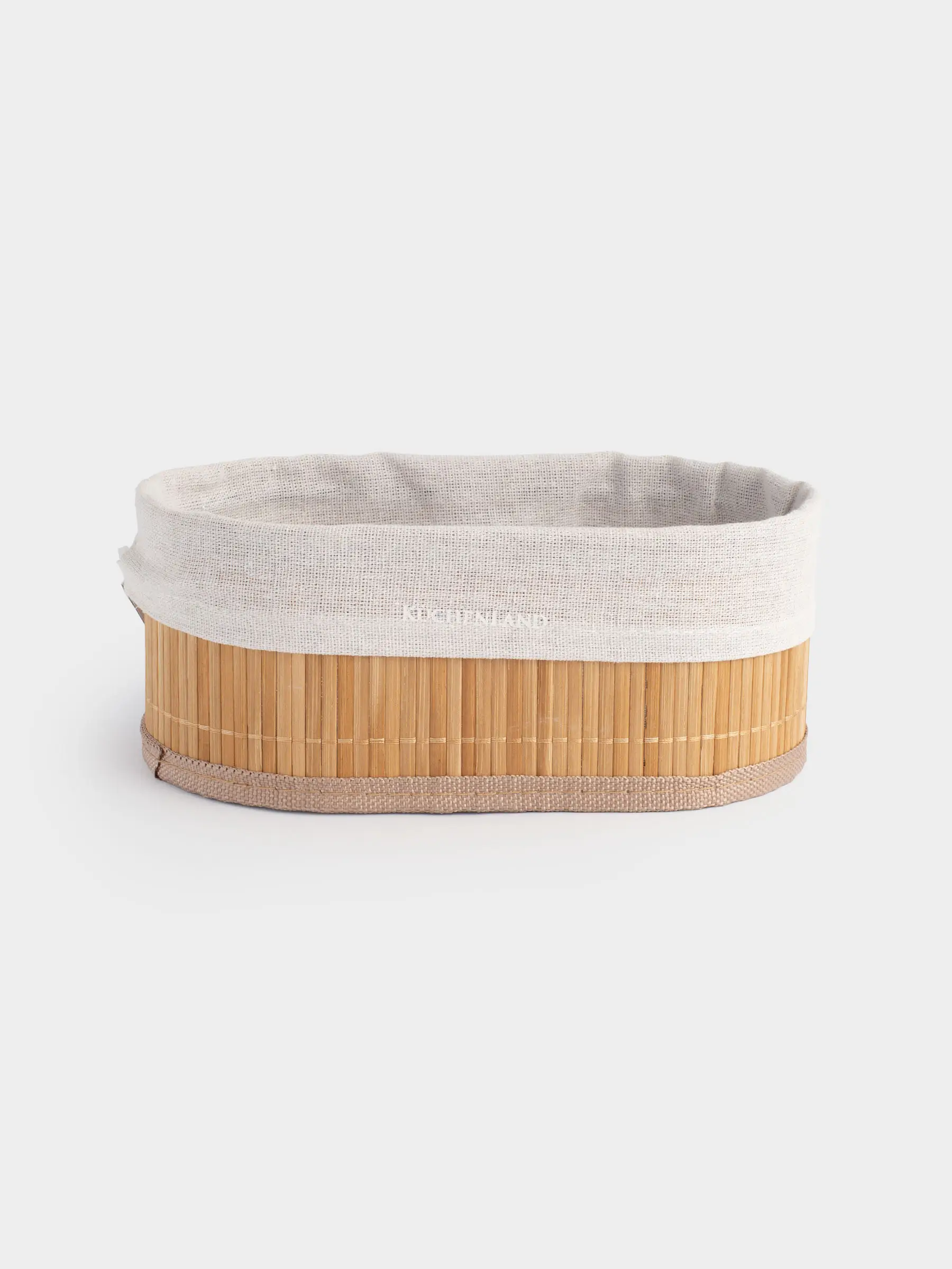 Bread basket, 24x15 cm, bamboo / cotton, oval, beige, Stem