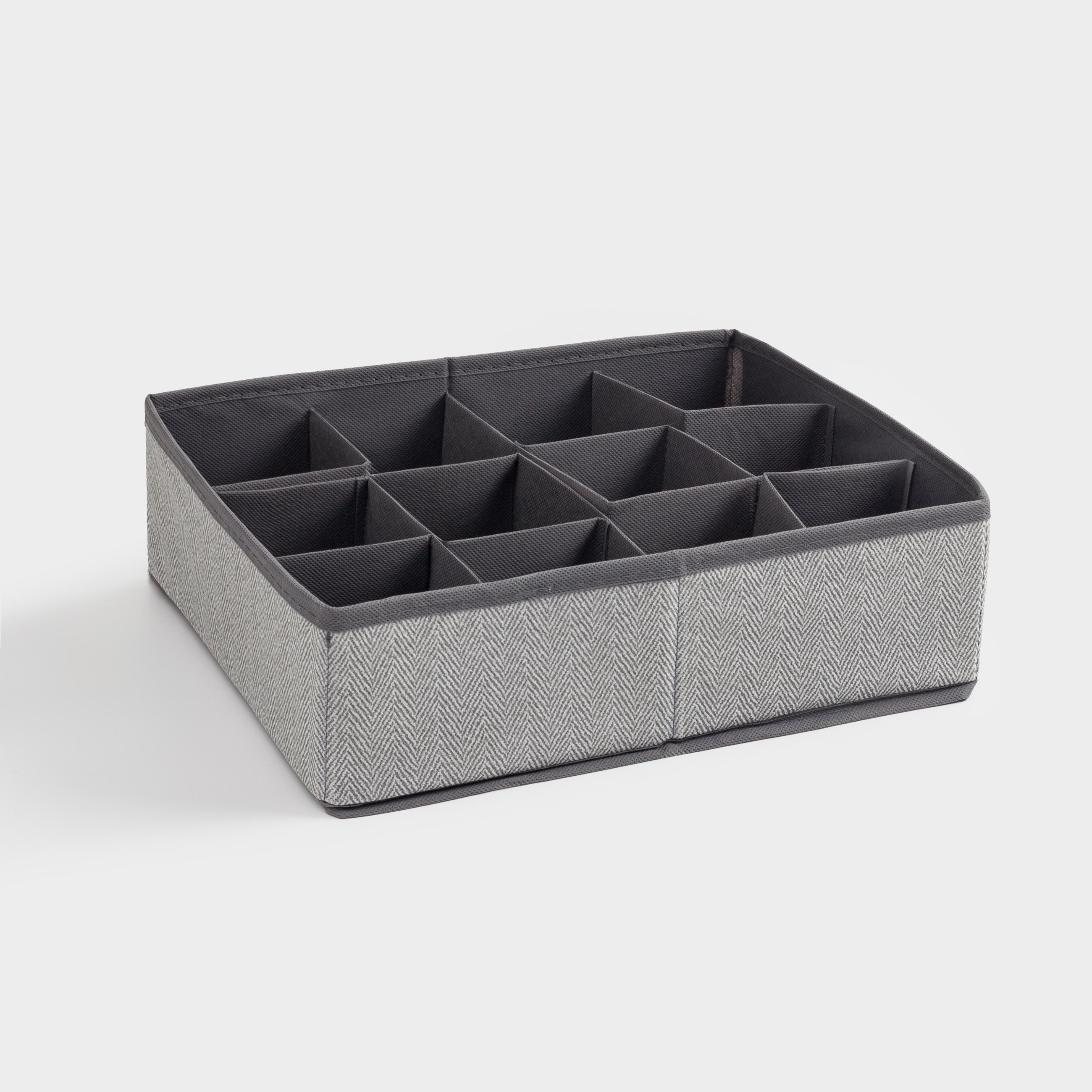 Organizer-divider for drawers, 32x24 cm, 12 otd, textile, gray, Pedant new, image-0