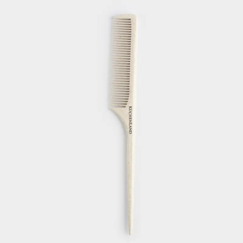 Hair comb, 23 cm, with a ponytail, vegetable fiber / plastic, Beige, Comb ,image-0