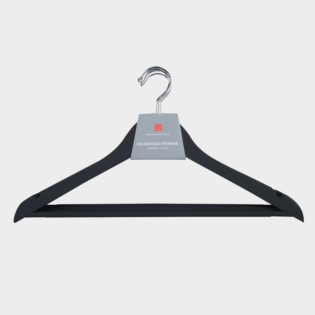 Hanger, 44 cm, 4 pcs, plastic coated, black, Fun house 