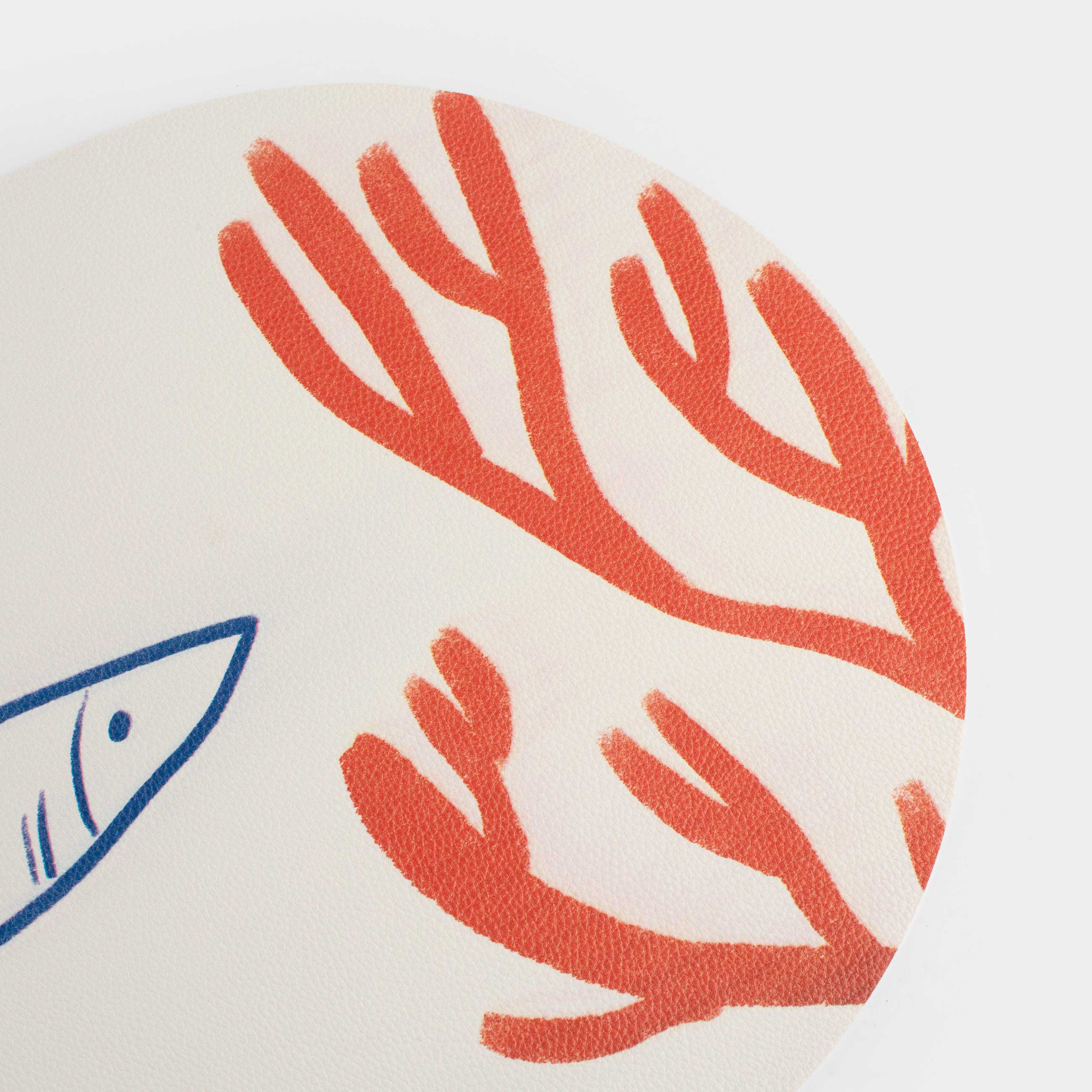Placemat, 30x45 cm, PVC, oval, milky, Fish in coral, Rock print, image-0