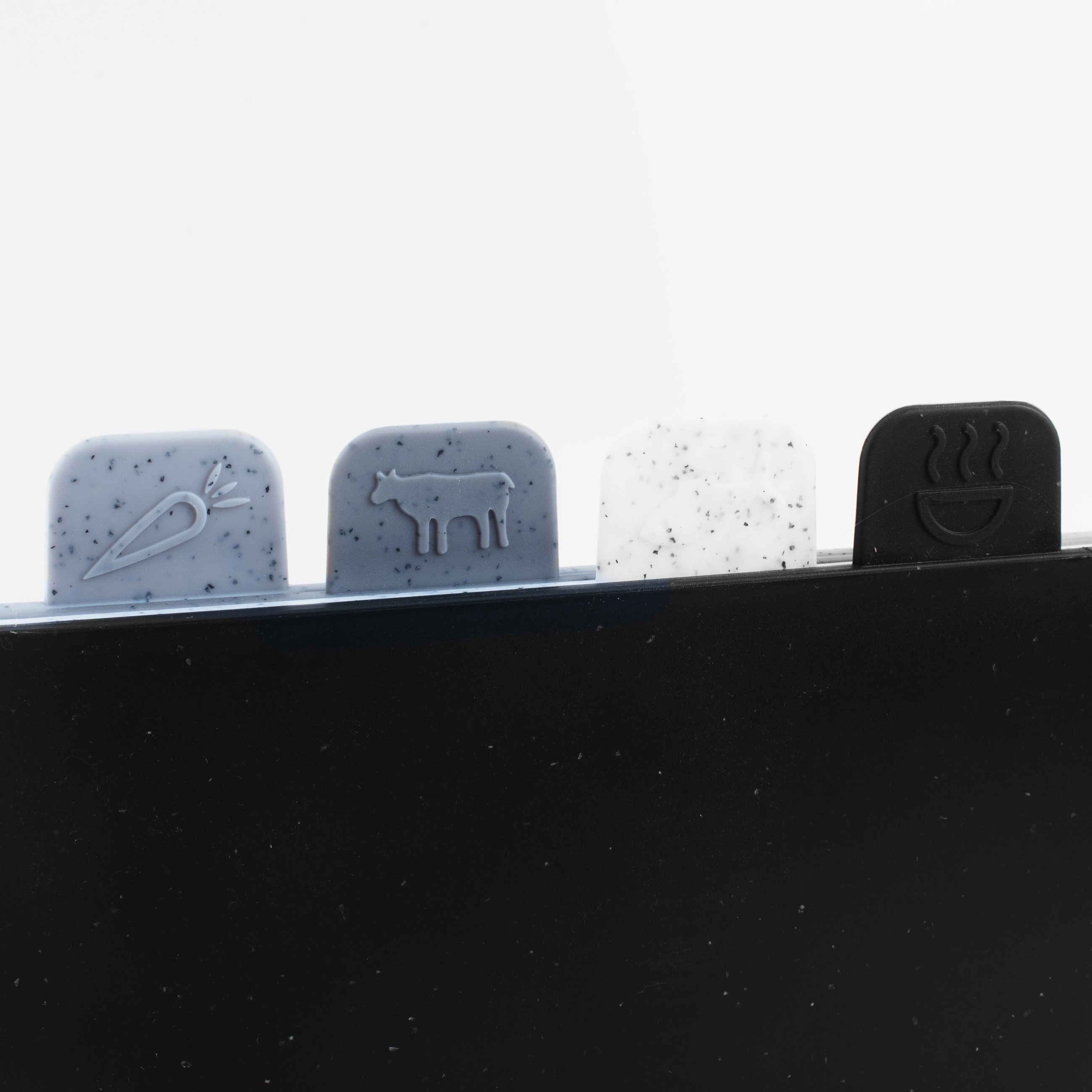Cutting board, 28x19 cm, 4 pcs, in a stand, plastic, speckled, gray mix, Speck, image-5