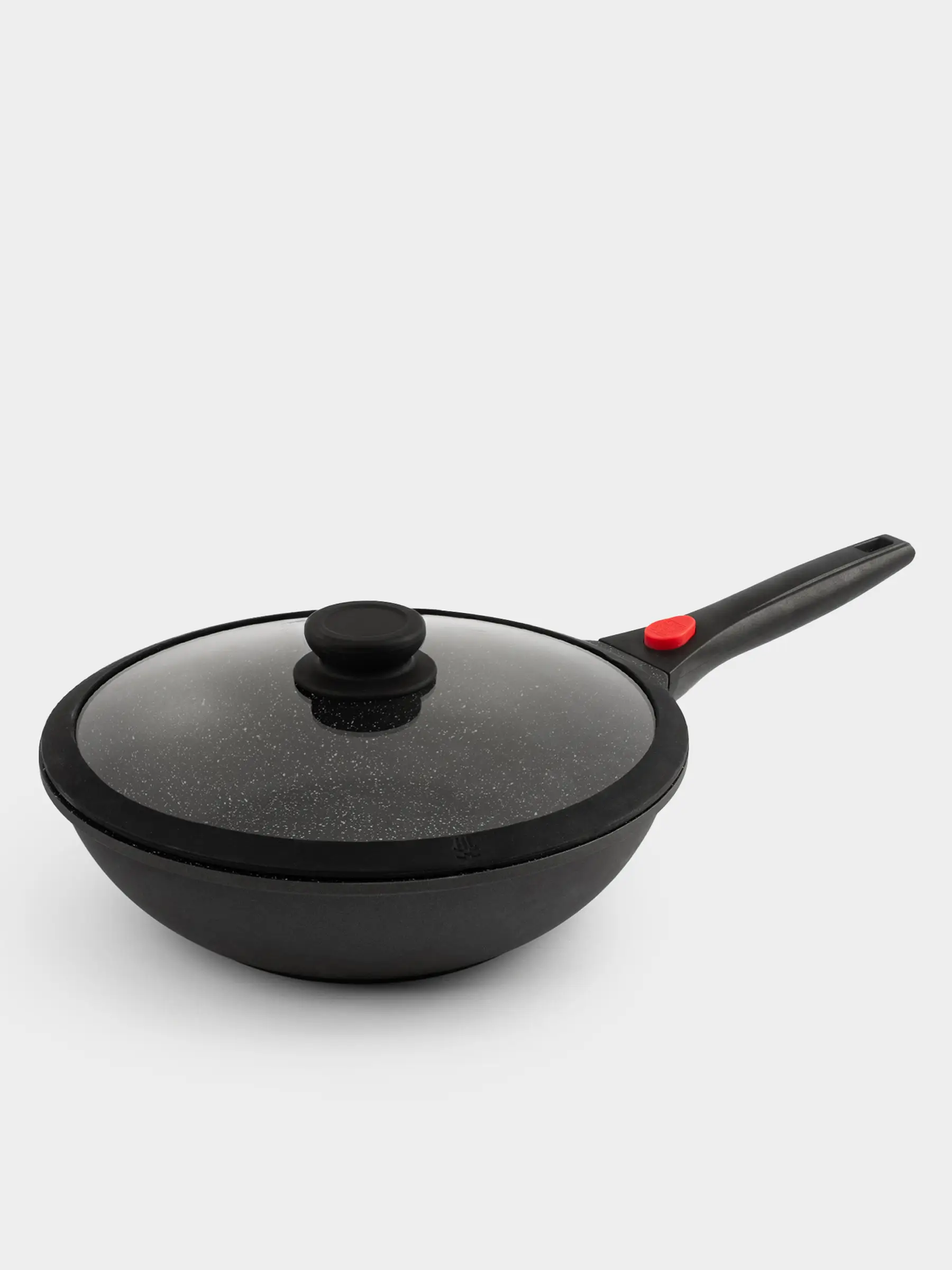 Wok, 28 cm, with lid, removable handle, coated, aluminum, Solution Red 2