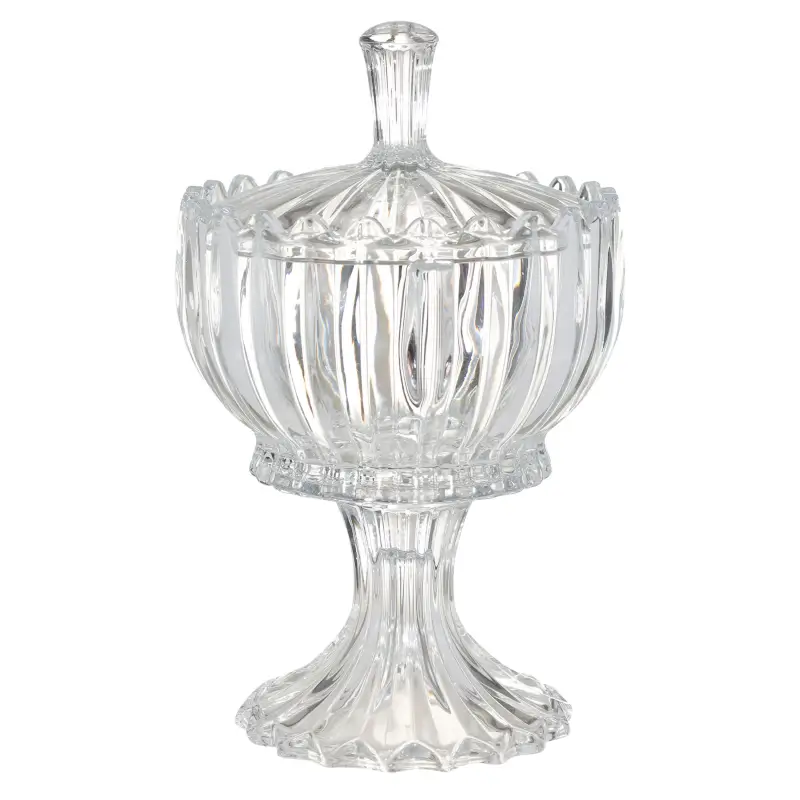Candy bowl, 24x16 cm, on the leg, with lid, glass P, Alpine ,image-0