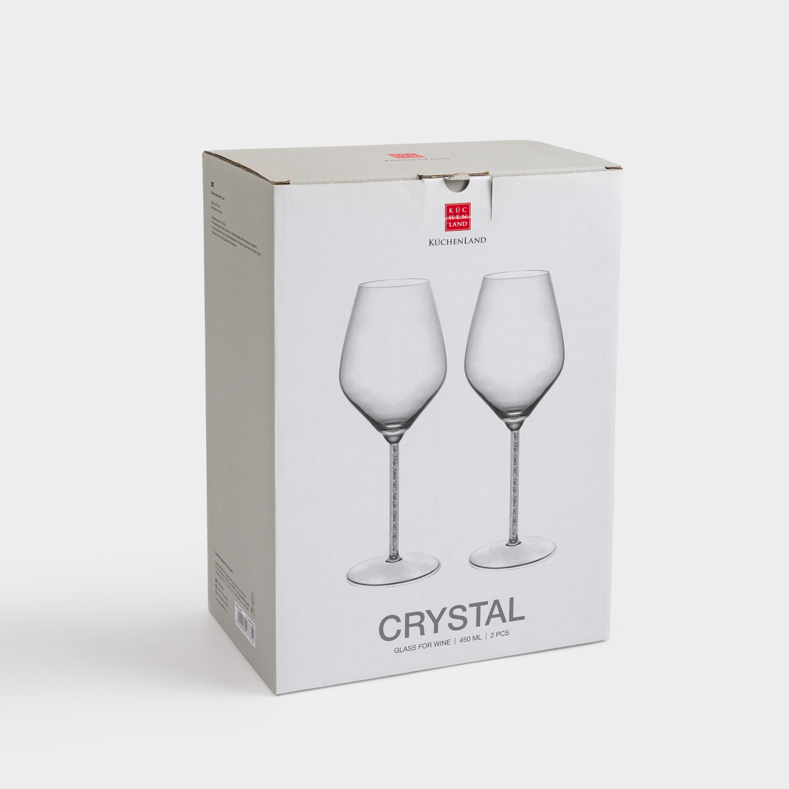 Wine glass, 450 ml, 2 pcs, glass / rhinestones, Crystal