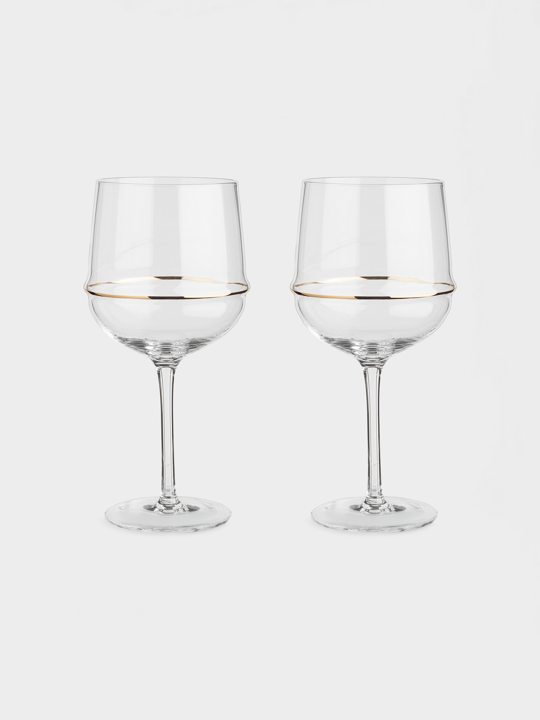 Drinking glass, 510 ml, 2 pcs, Crystal glass, Golden ring, Rivello, image-0