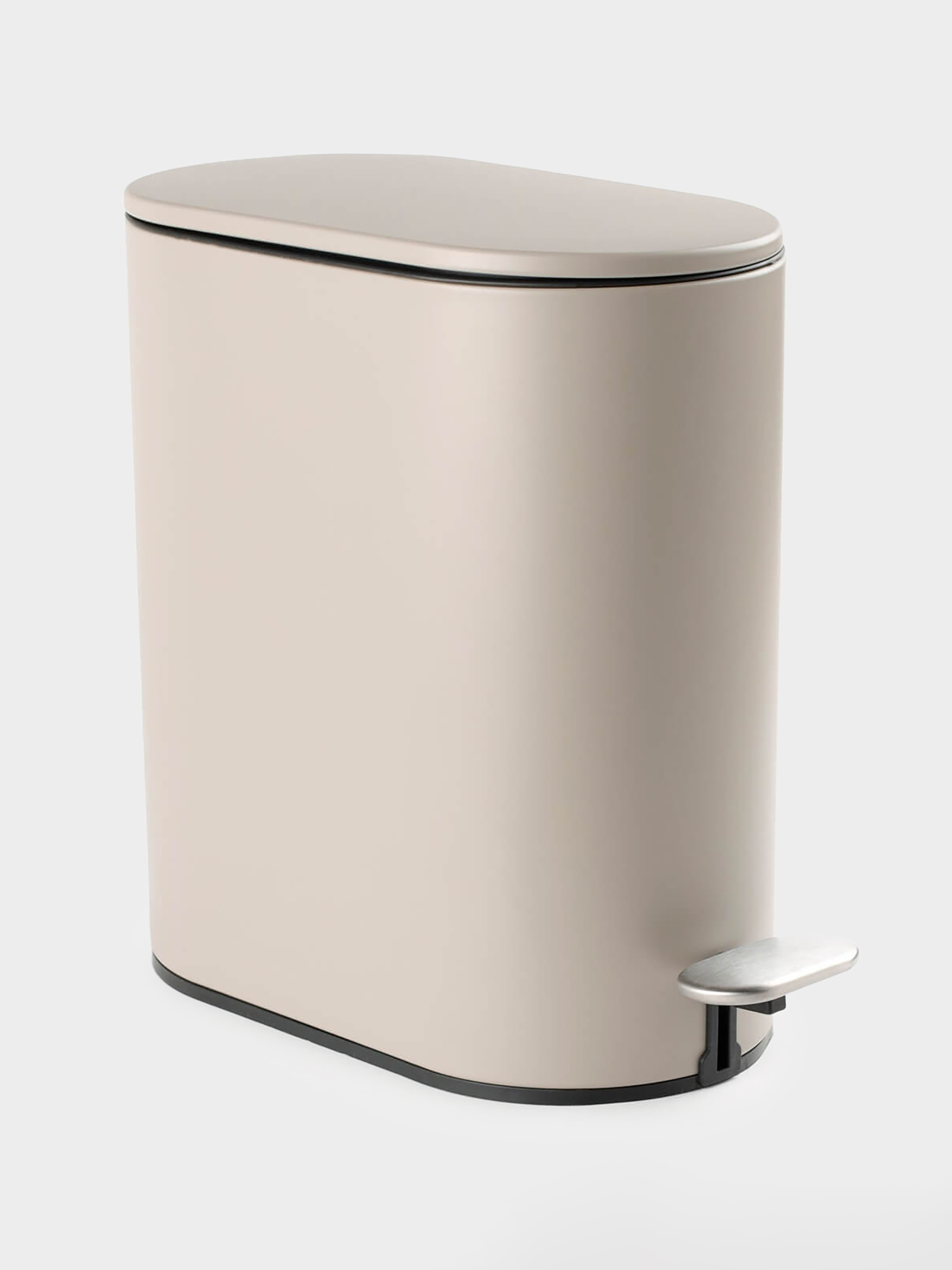 Waste container, 5 l, with pedal, steel / plastic, beige-grey, Giza