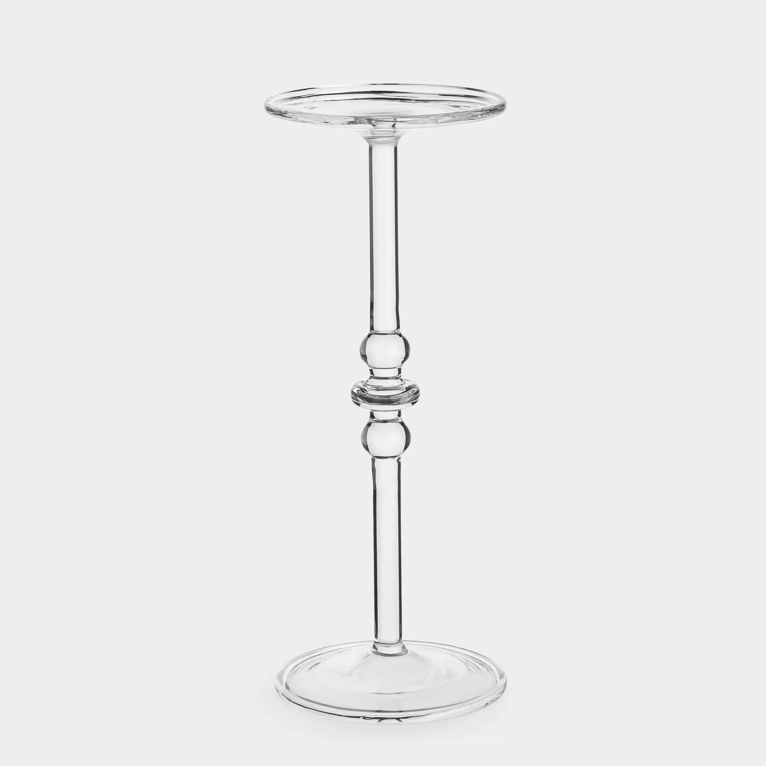 Candlestick, 21 cm, for one candle, on a leg, Glass, Clear