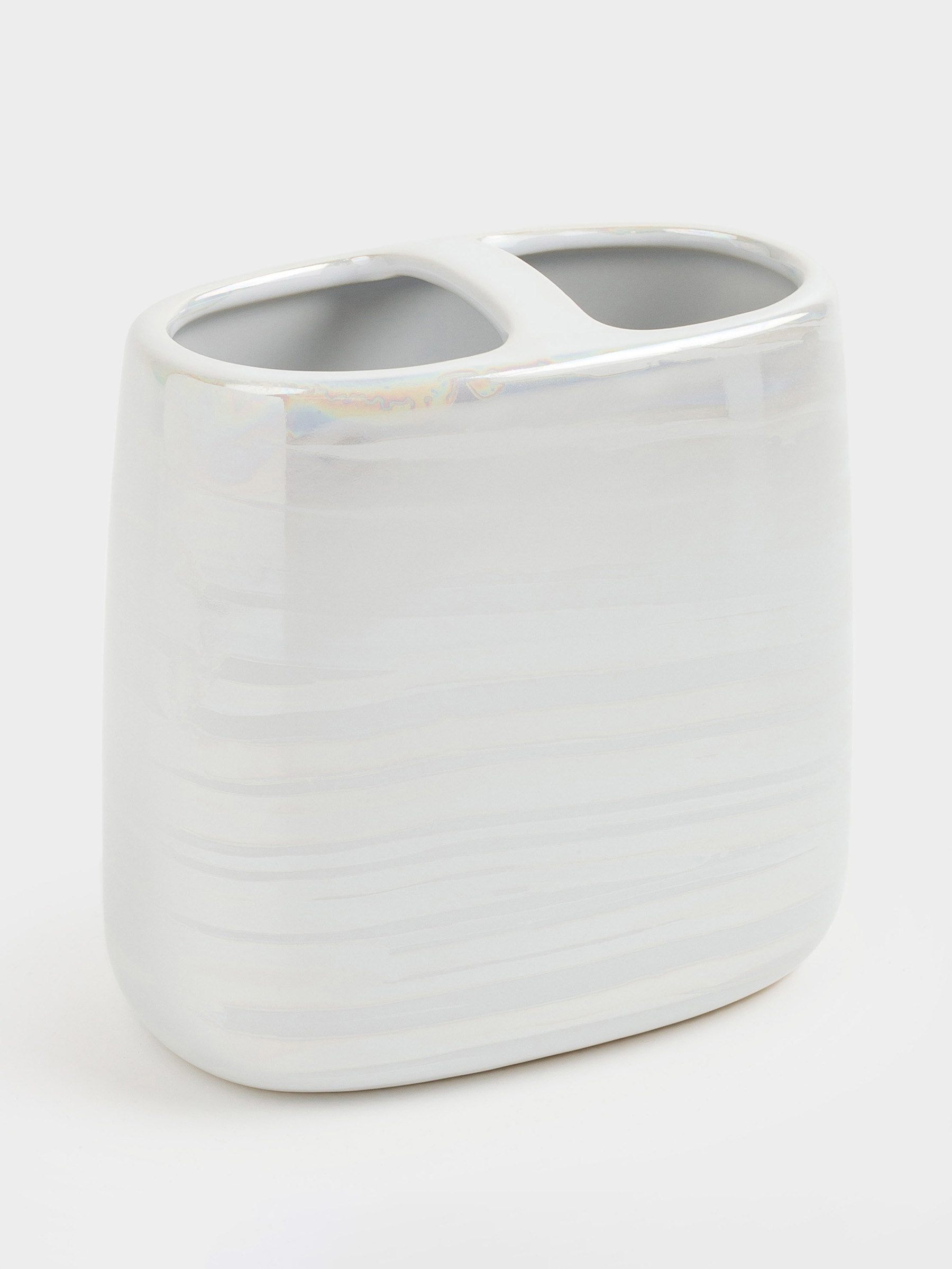Toothbrush holder, 11 cm, ceramic, white, mother of pearl, Odyssey