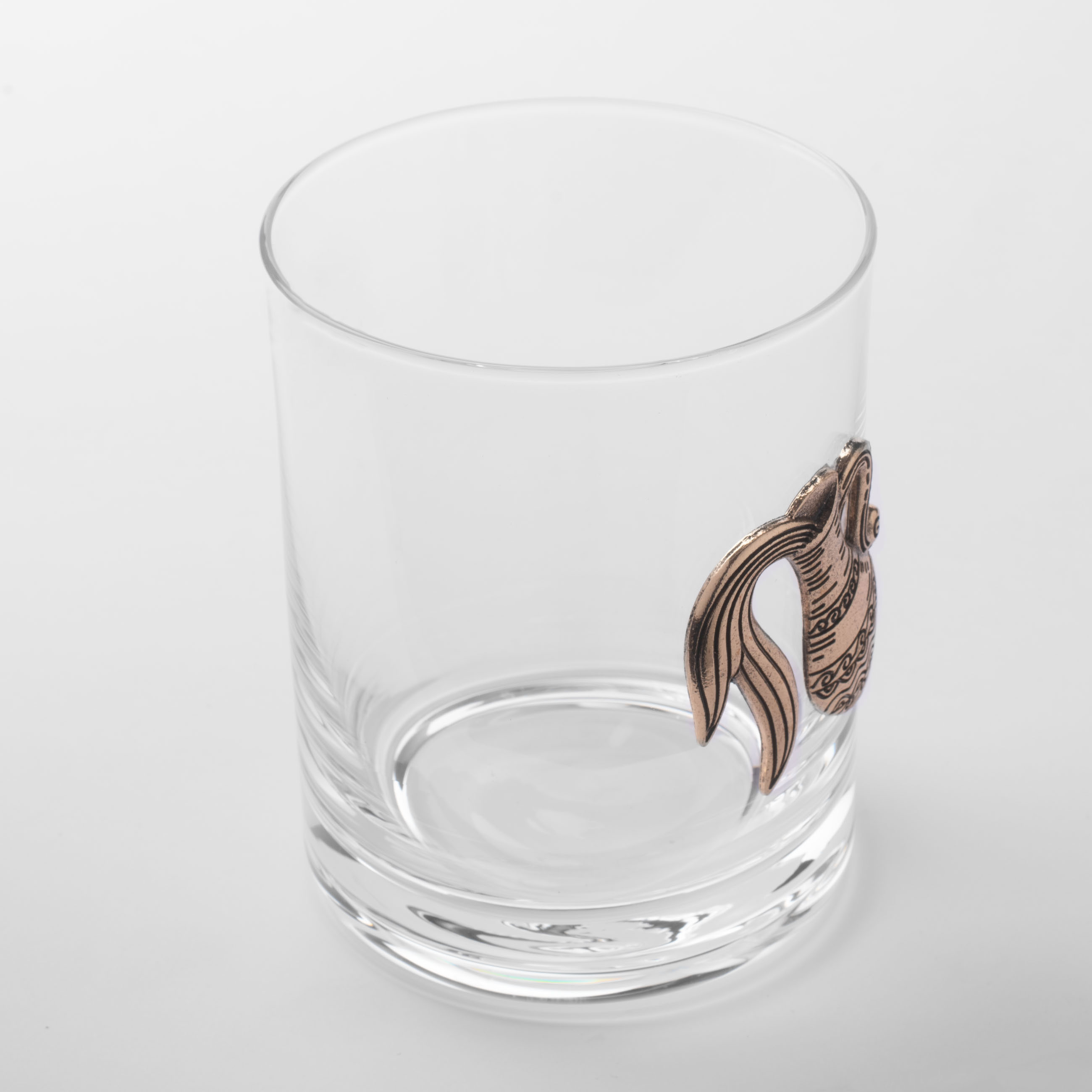 Whiskey glass, 10 cm, 340 ml, glass / metal, golden, Aquarius, Zodiac, image-3