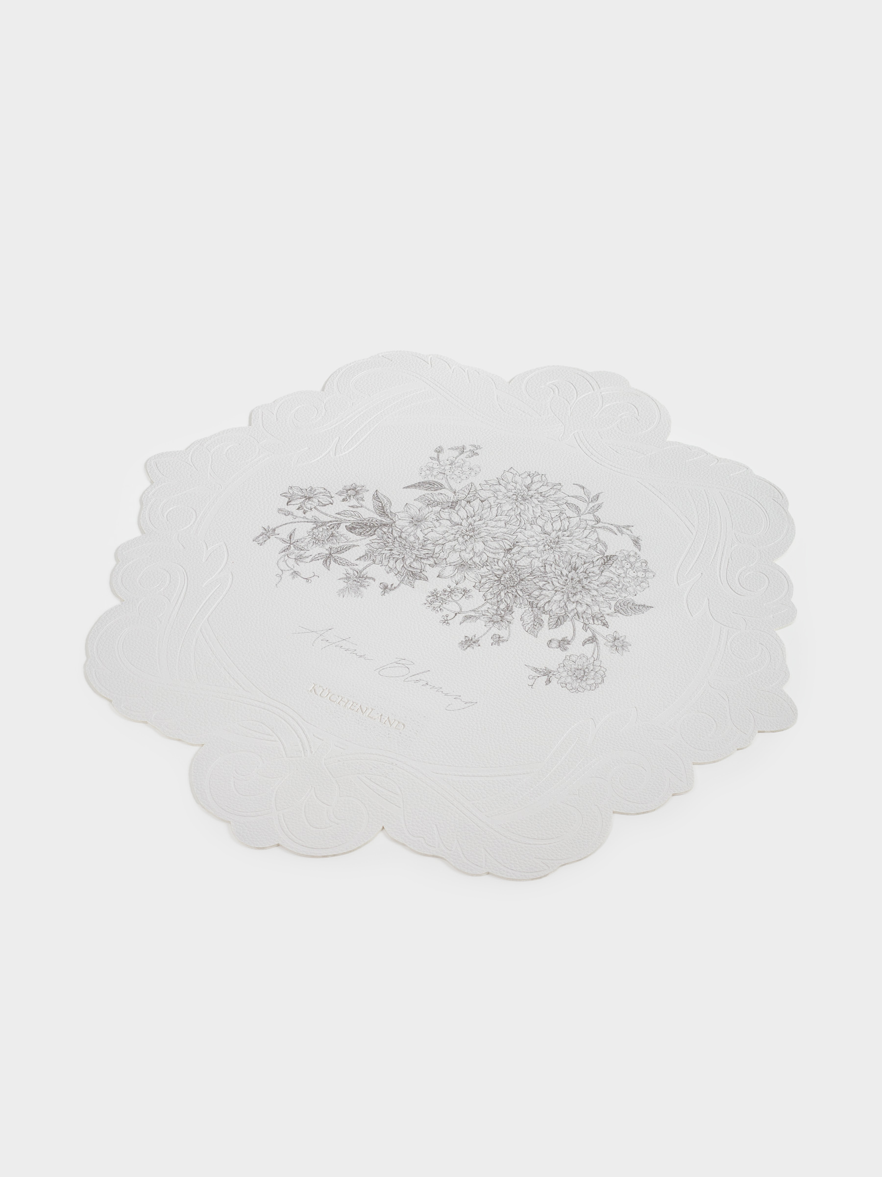 Placemat, 39x40 cm, PVC, curly, white, Graphic flowers, Rock print, image-2