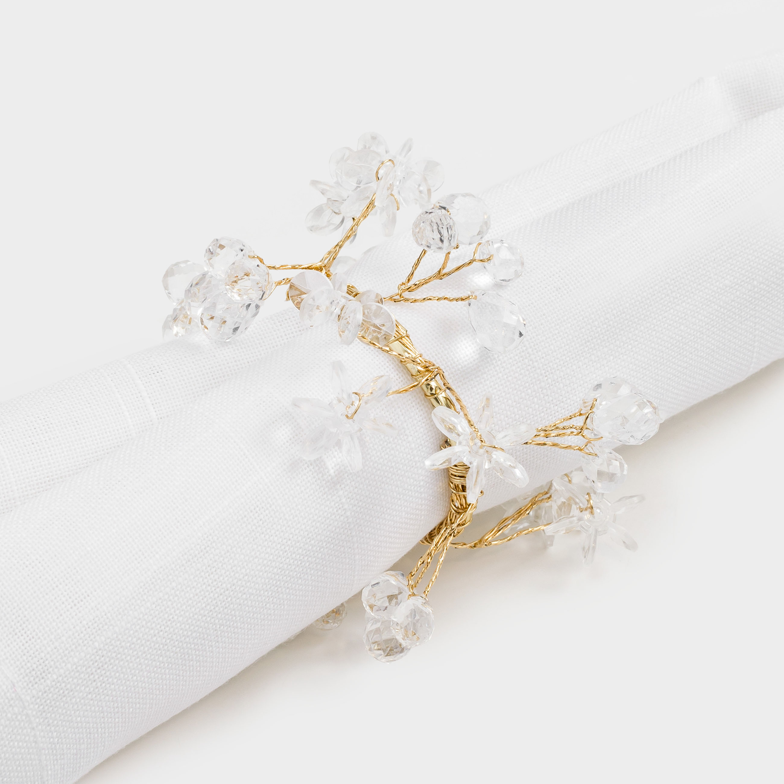 Napkin ring, 5 cm, plastic / acrylic, gold, Crystals, Crystal decor