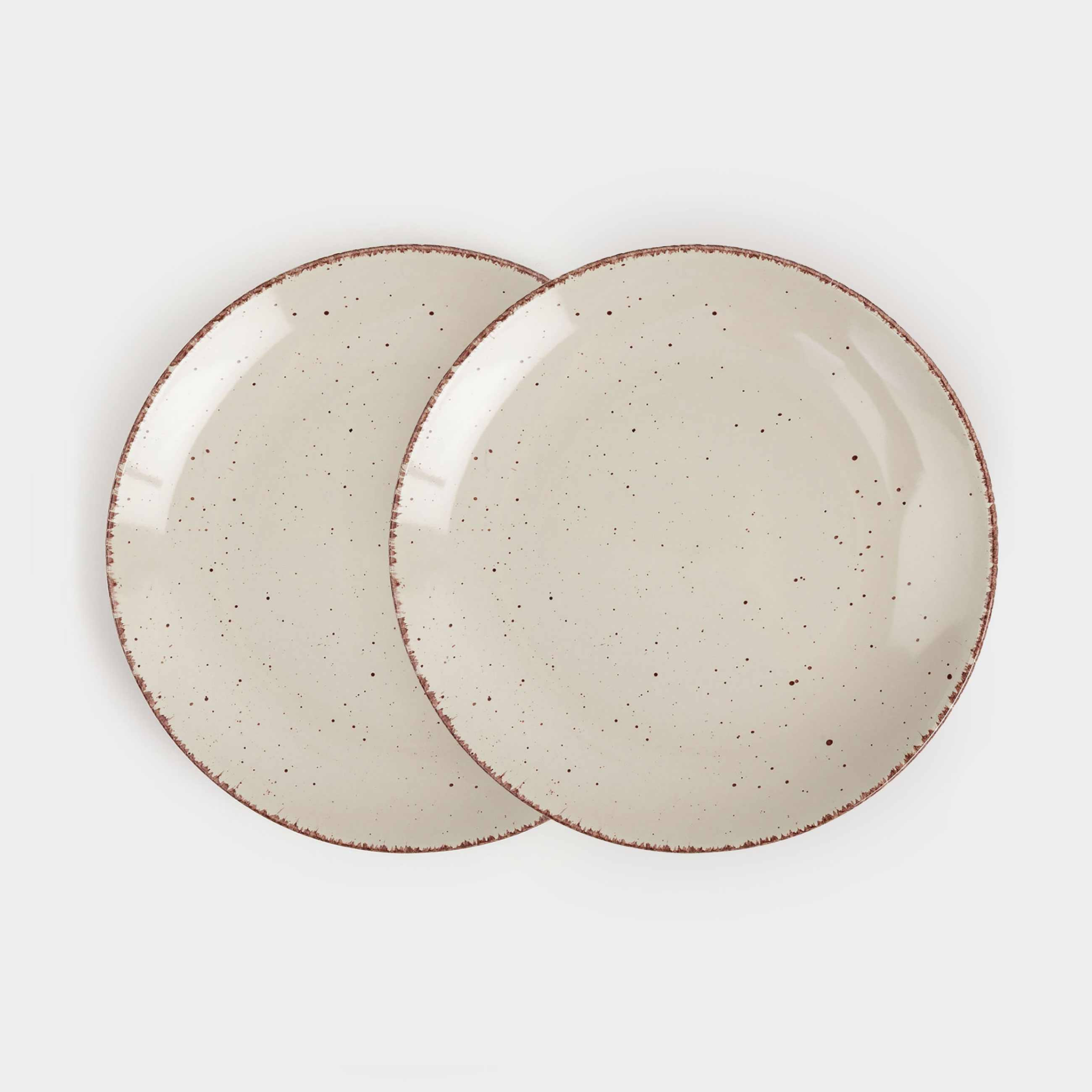 Snack plate, 21 cm, 2 pieces, ceramic, beige, speckled, Speckled, image-0