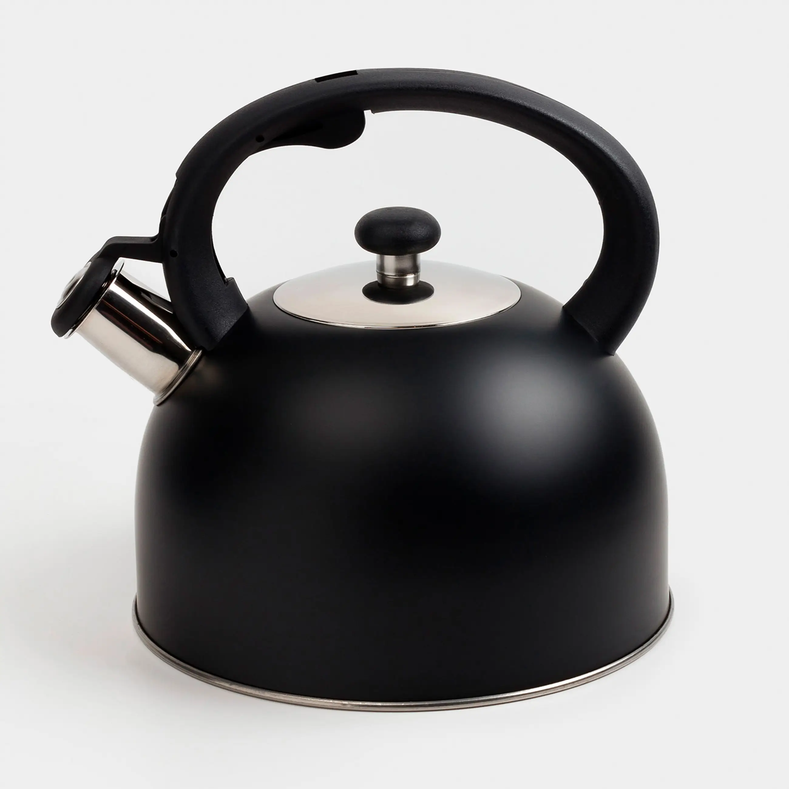 Teapot, 3 L, with whistle, steel / nylon, Black, Whistle