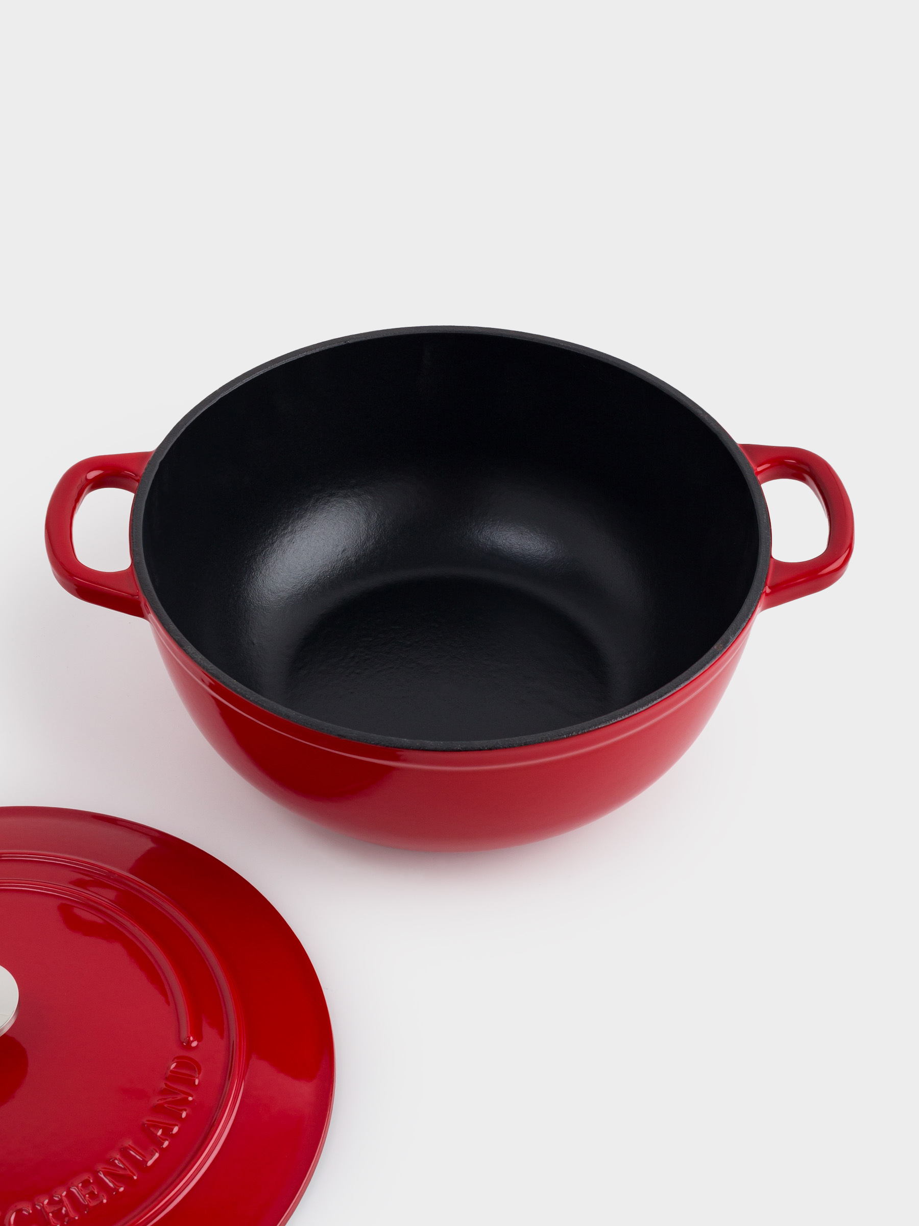 Cauldron, 27 cm, 4.5 l, with lid, cast iron, Red, Bright, image-2