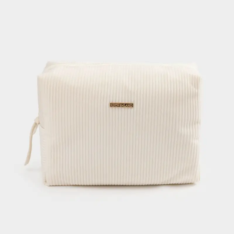 Cosmetic bag, 18x25 cm, ribbed, velvet, color, Moire