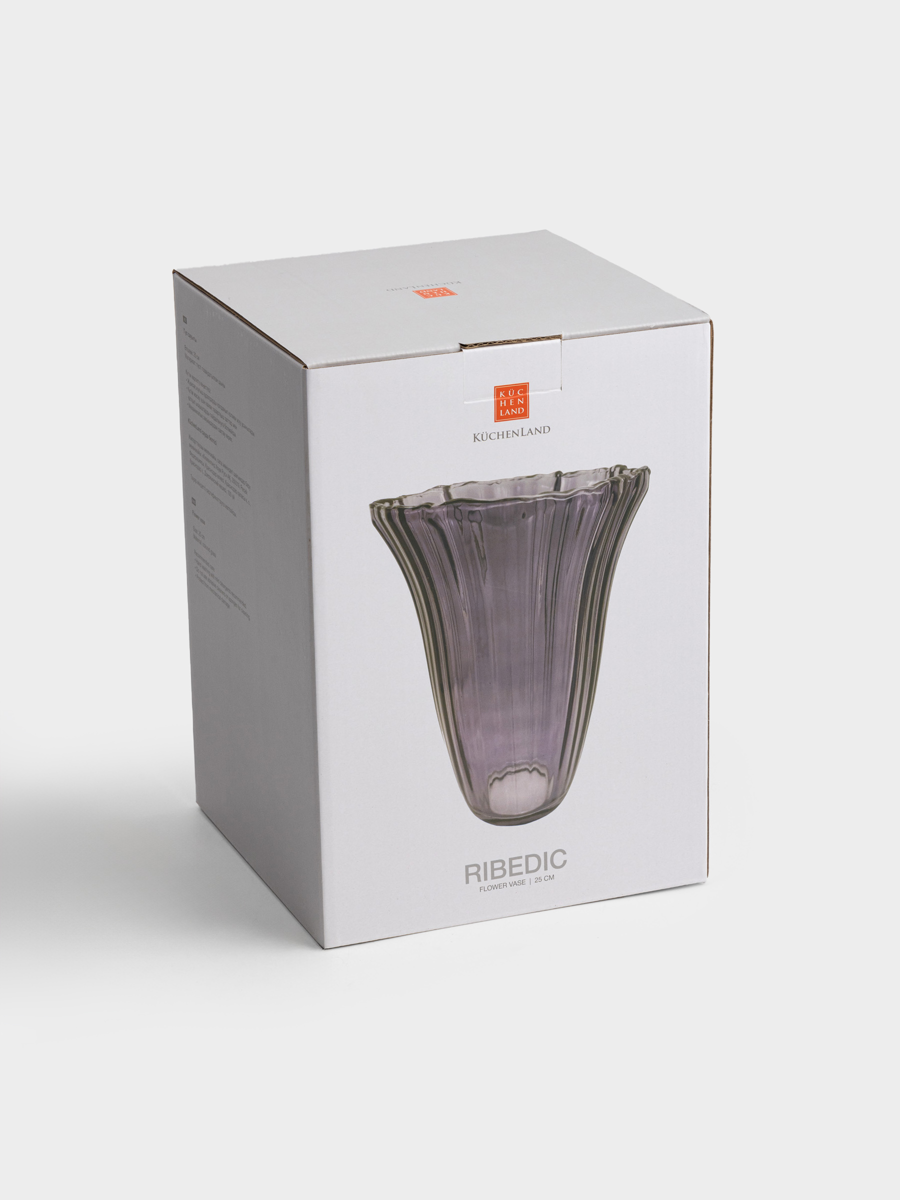 Flower vase, 25 cm, glass, purple, Ribedic, image-5
