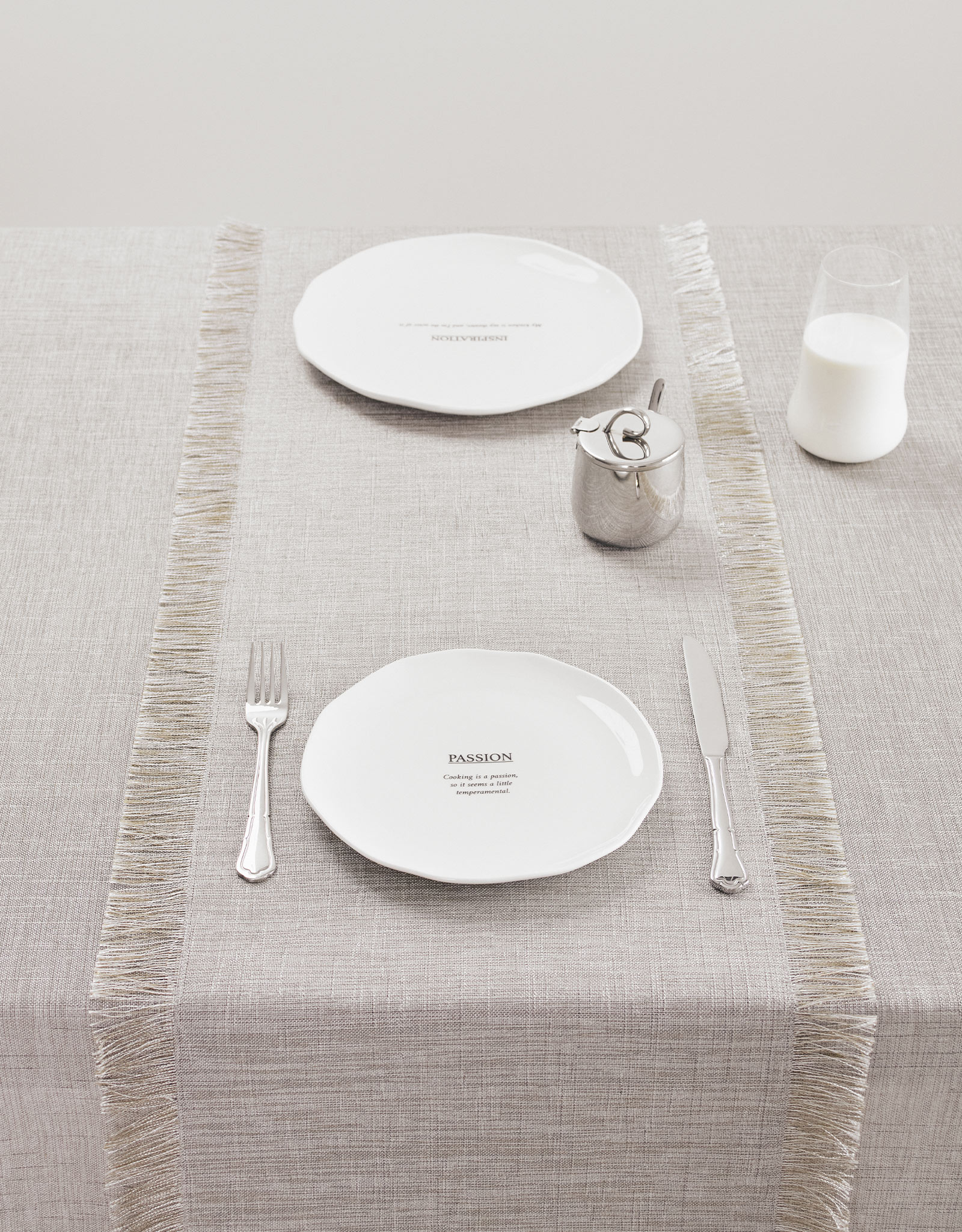 Table runner, 40x160 cm, fringed, polyester, grey melange, Beverin, image-2